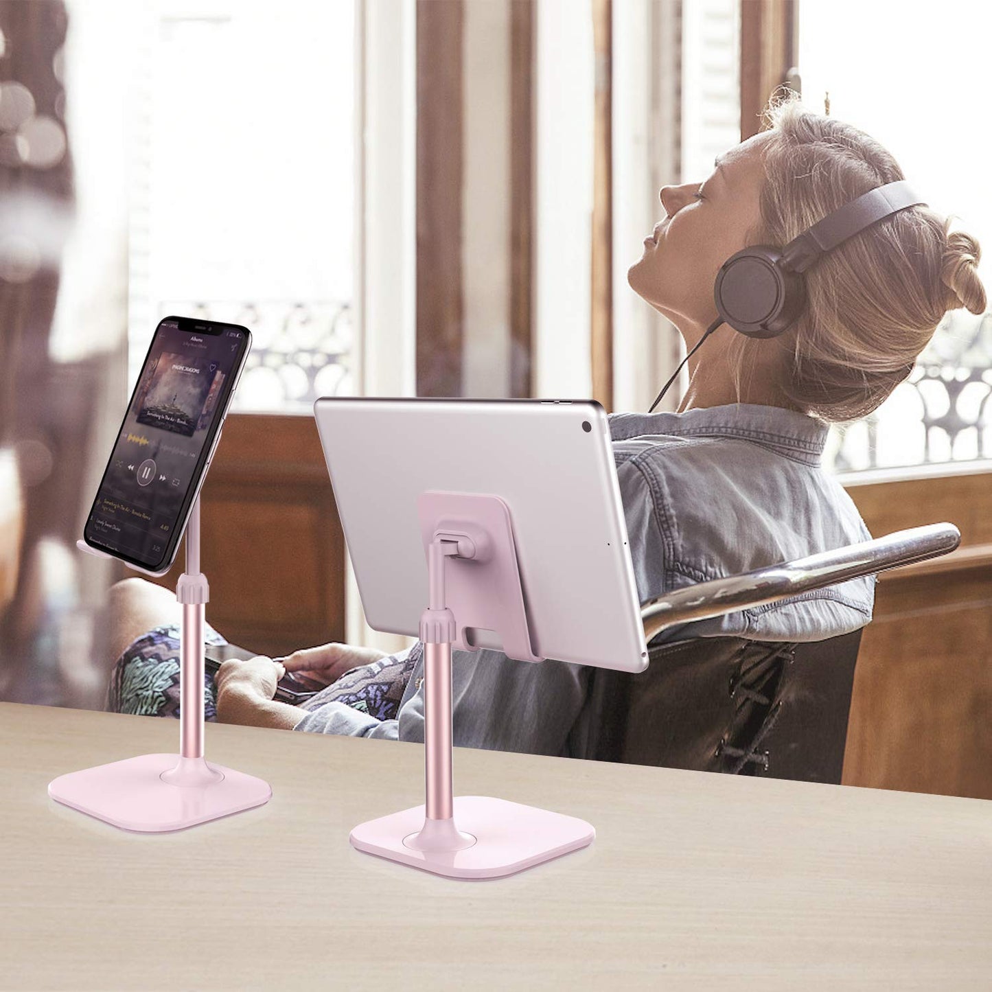 Doboli Cell Phone Stand, Stocking Stuffers Gifts for Teens Girls Boys Adults Women Men Mom Wife, Phone Stand for Desk, Phone Holder Stand Compatible with iPhone and All Mobile Phones Tablet, Pink - Medaid International