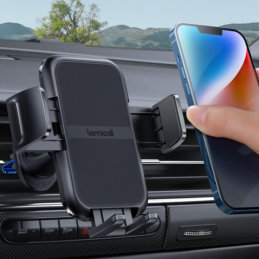 Lamicall 2025 Wider Clamp & Metal Hook Car Phone Holder Vent [Thick Cases Friendly] Phone Holders for Your Car Mount Automobile Hands Free Cradle Air Vent for iPhone 17 16 15 14 13 Pro Max Smartphone - Medaid International