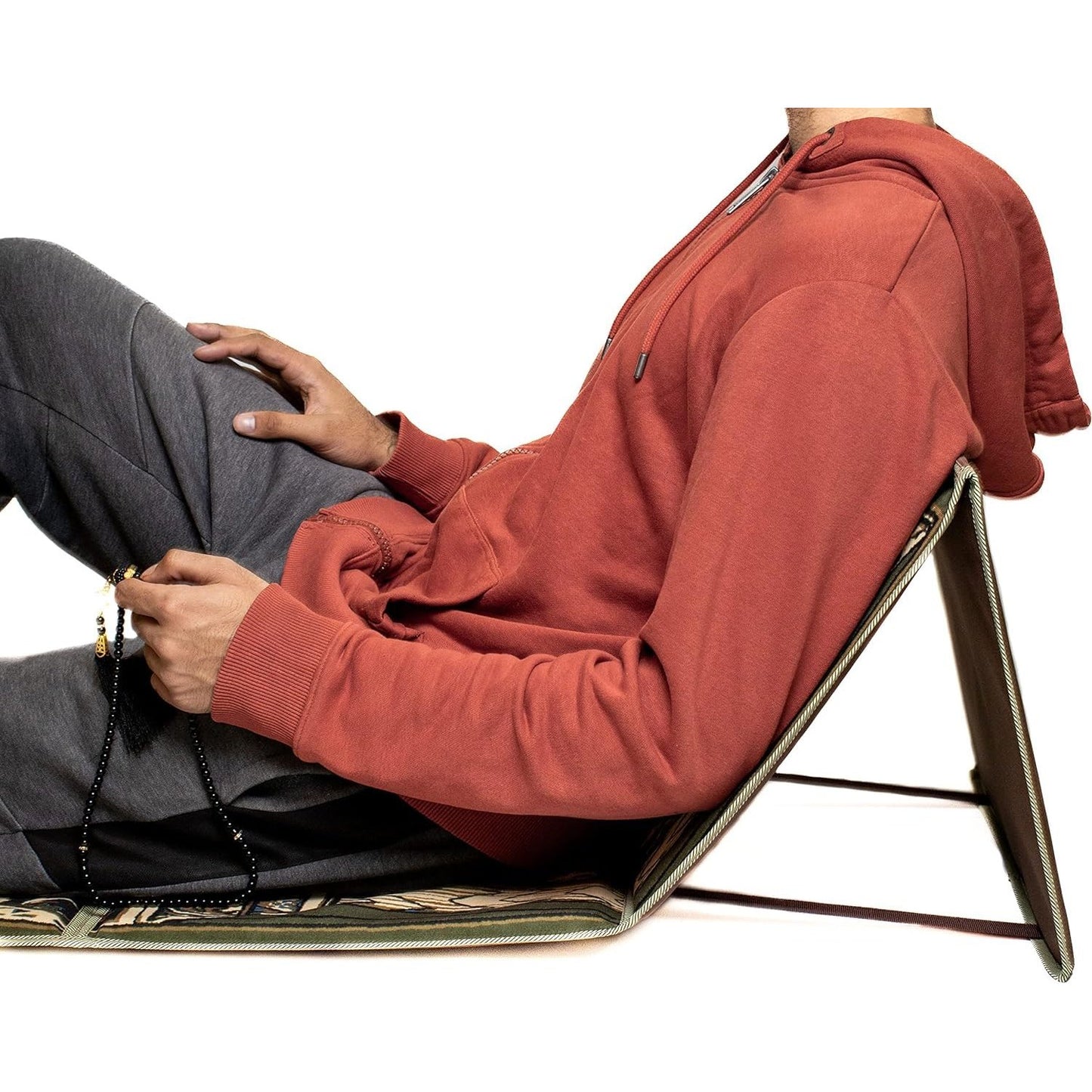 ABDEEZ Exclusive Foldable Prayer mat with Back Support, Flannel Fabric | Extra Padding for Comfort | Easy to Carry | Janamaz, Sajadah | Ramadan/Eid Gift, Perfect Mus LIM Gift (Earth Green) - Medaid International