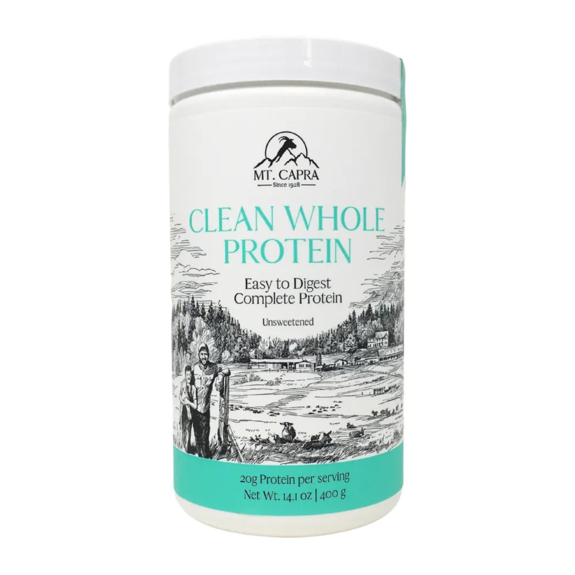 Mt. Capra Clean Whole Protein | Grass-Fed Goat Protein with Whey and Casein Protein | No Bloat, Build and Maintain Muscle, 20 g Protein per Serving, No Sweeteners | 13 Servings - 400 g - Medaid International