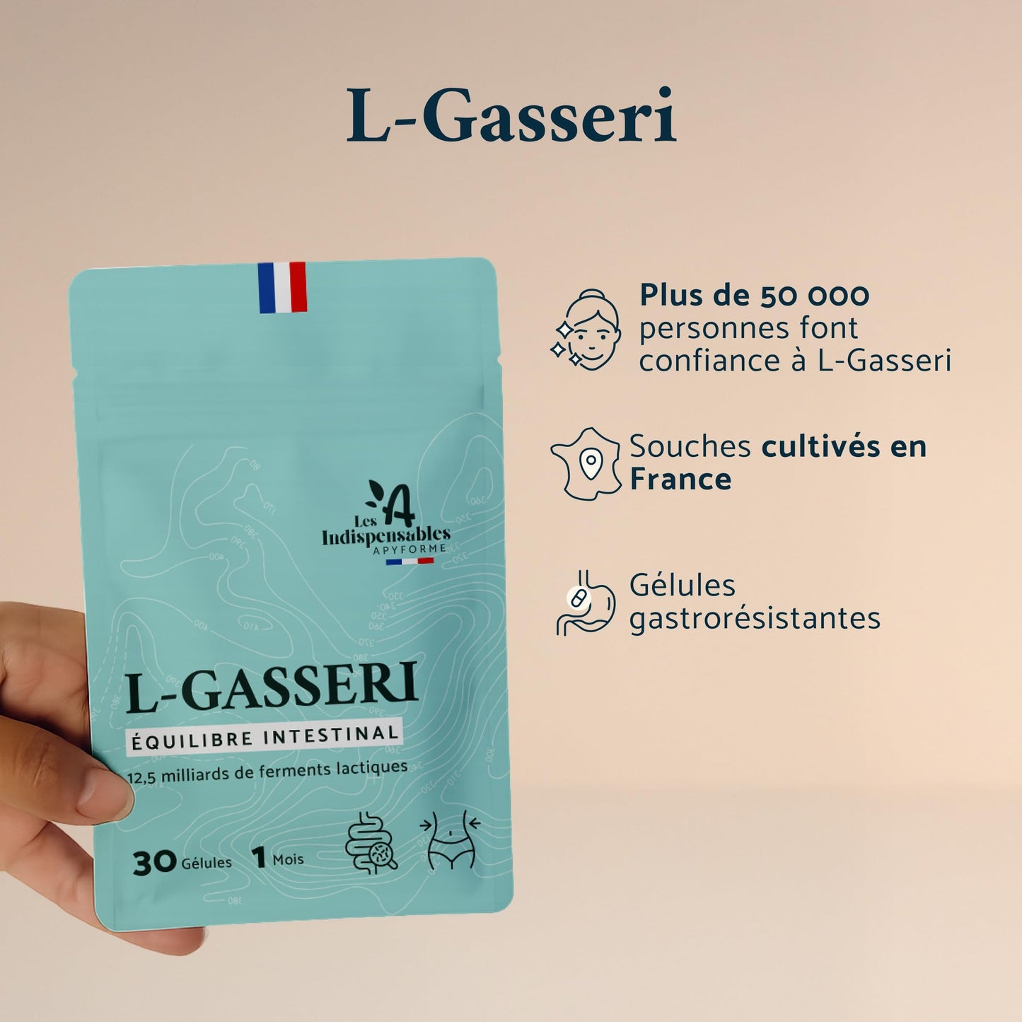 Lactobacillus Gasseri Probiotique Ventre Plat - Flore Intestinale Digestion - 30 Gélules Gastro-Résistantes - Fabriqué en France par Apyforme - Medaid International