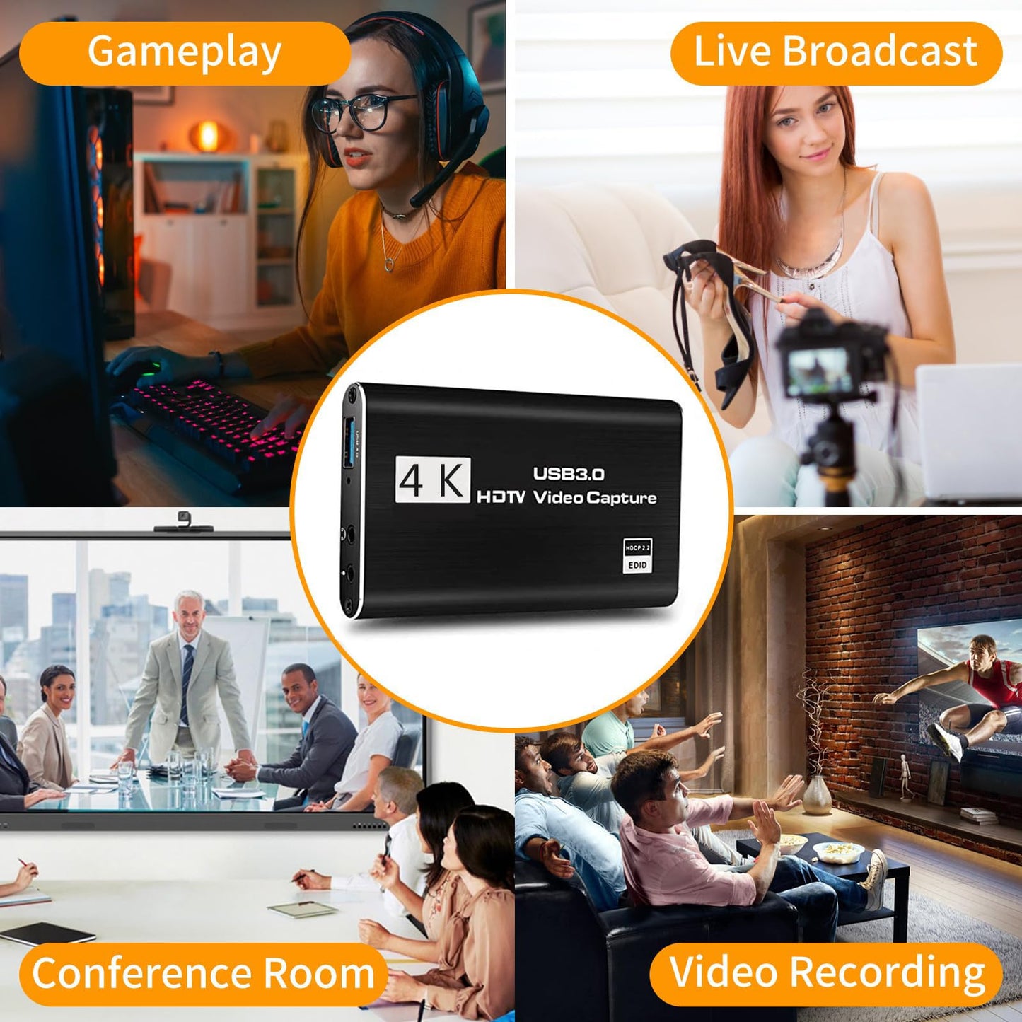 HeavenBird 4K HDMI Video Capture Card, Gaming Capture Card with Microphone, Full HD 1080P 60FPS USB Video Capture Device - Medaid International