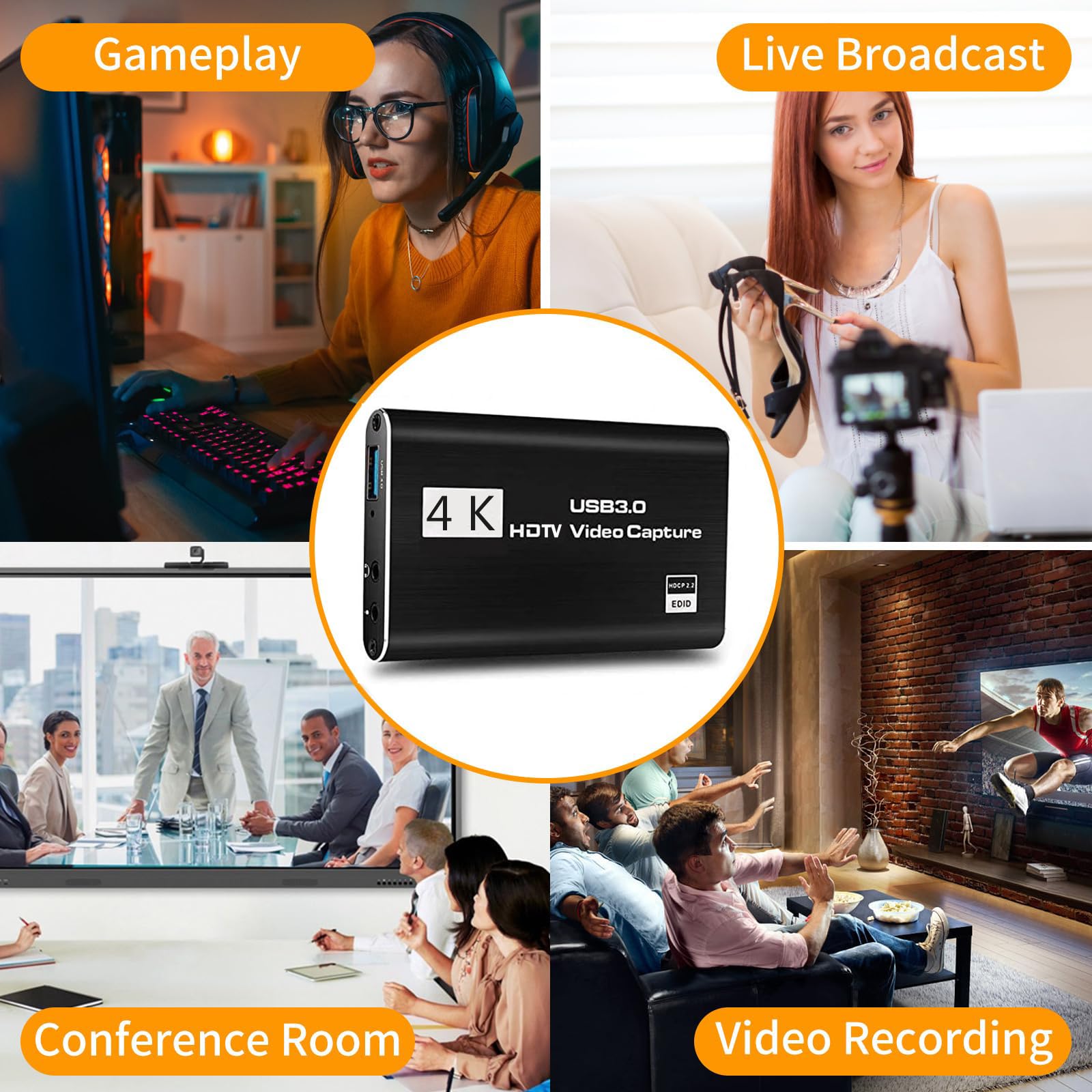 HeavenBird 4K HDMI Video Capture Card, Gaming Capture Card with Microphone, Full HD 1080P 60FPS USB Video Capture Device - Medaid International