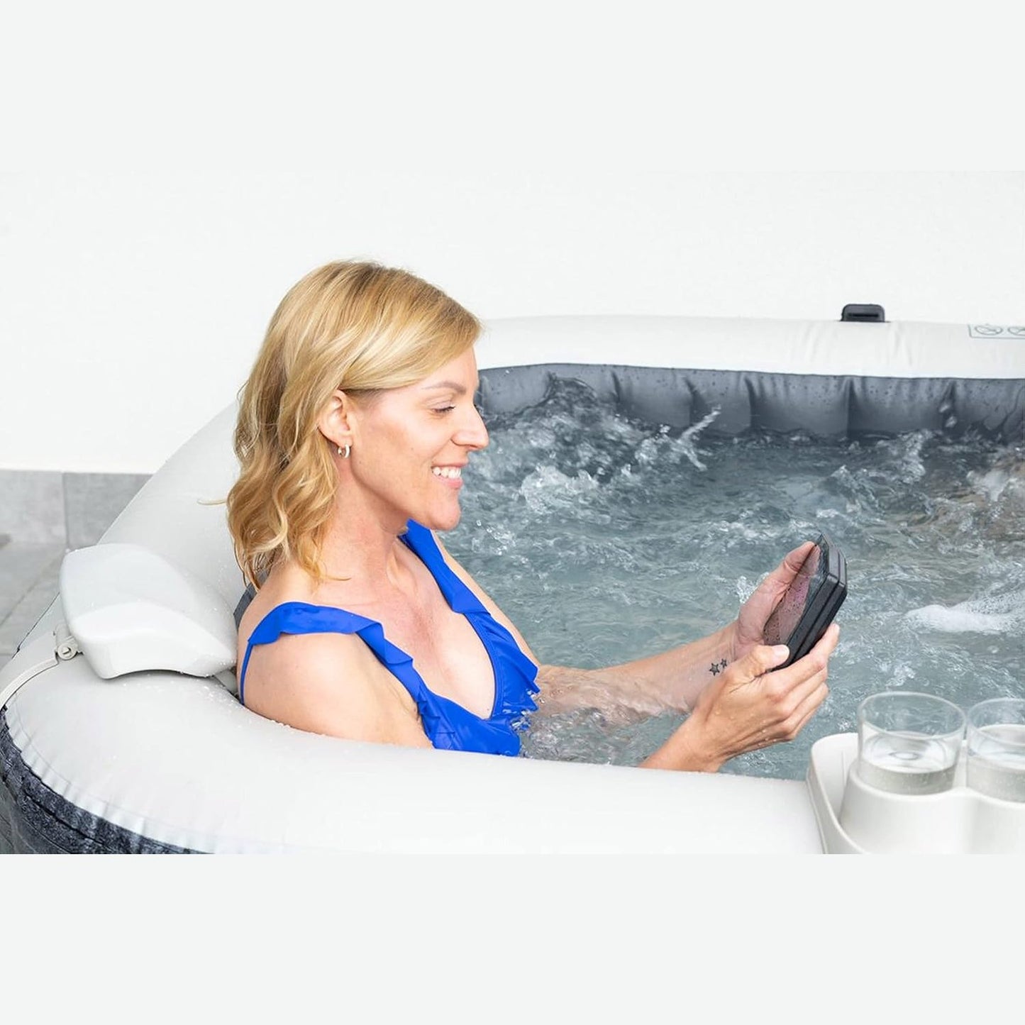 4-Person Greystone Deluxe Square Bubble Spa Set - Medaid International