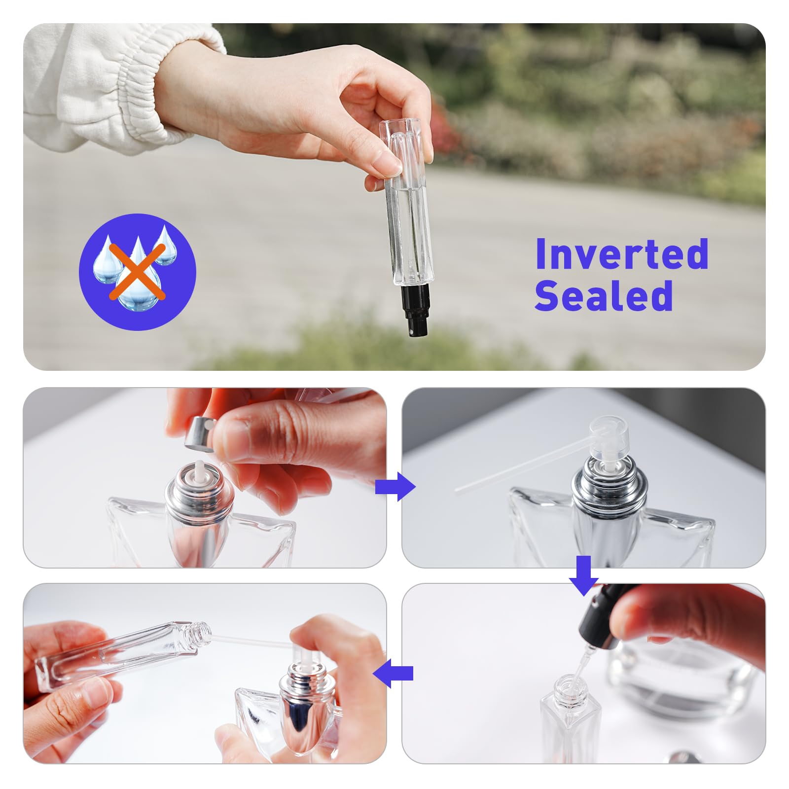 Glassfinity Travel Perfume Bottle Refillable, 16pcs 10ML Mini Glass Perfume Containers with Funnel and Label, Empty Portable Leak-proof Fragrance Bottles Spray Atomizer Pump Bottle Kit for Toiletries - Medaid International