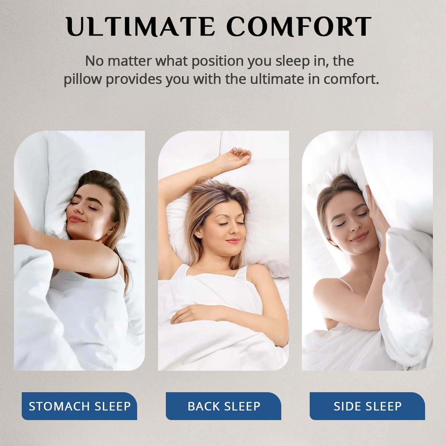 JOLLYVOGUE Pillows Queen Size Set of 2, Medium Supportive Bed Pillows with Super Soft Down Alternative Fill, Luxury Fluffy Hotel Quality for Side, Back, and Stomach Sleepers - Medaid International