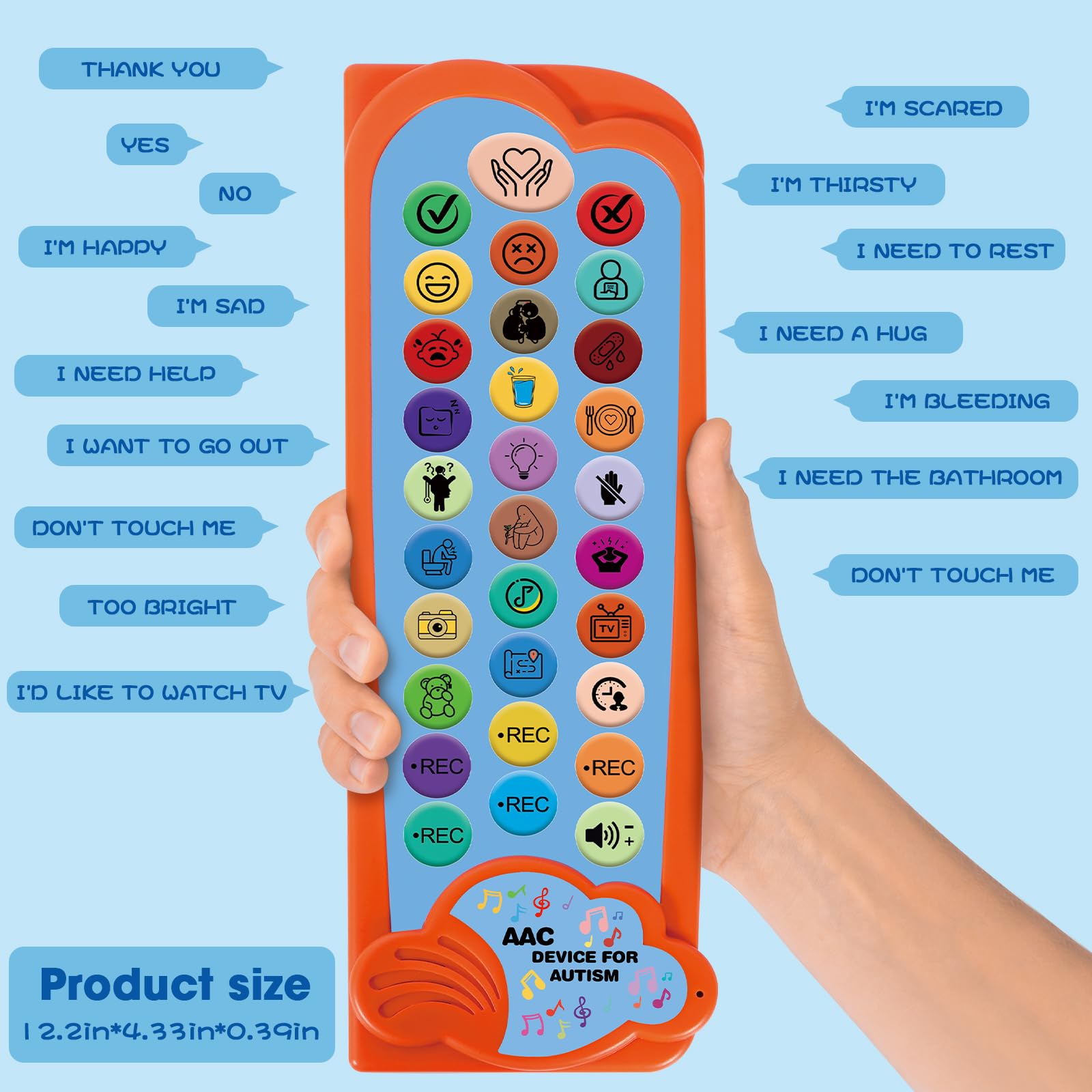 AAC Device for Autism Communication Device for Nonverbal Kids & Adults, Non Verbal Communication Tools for Speech Therapy, Autism Talking Aids with 5 Programmable Buttons & Adjustable Volume - Medaid International