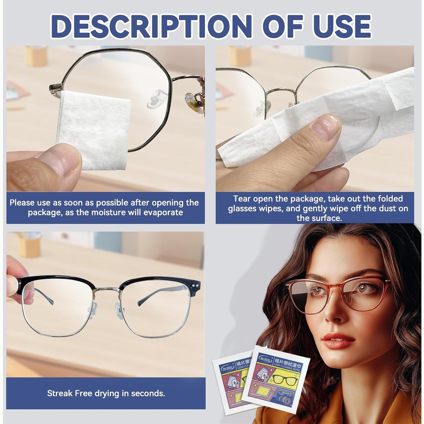 Lenses Anti-Fogging Wipes (100 wipes) - Medaid International