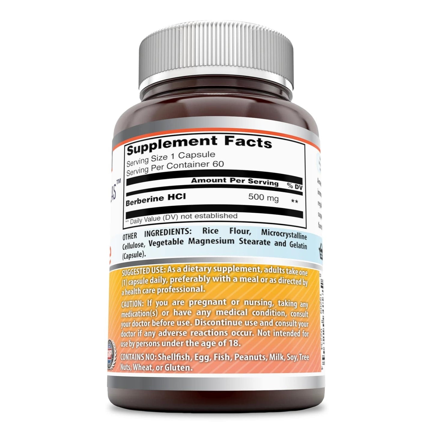 Amazing Formulas Berberine 1000mg Per Serving 60 Capsules Supplement | Non GMO | Gluten Free | Made in USA - Medaid International