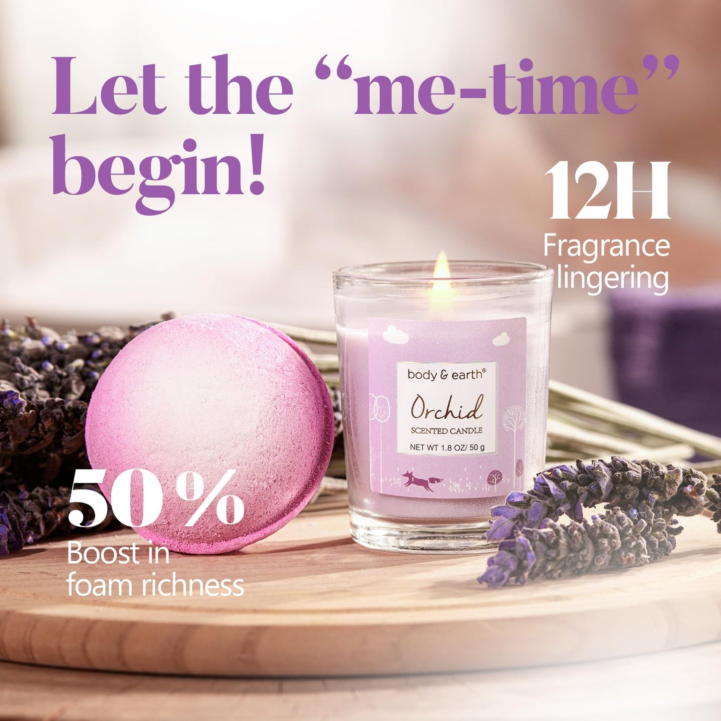 Spa Gifts for Women, Body & Earth 5 Pcs Gifts for Women Orchid Gift Sets, Bath and Body Womens Bath Gifts, Christmas Gift - Medaid International