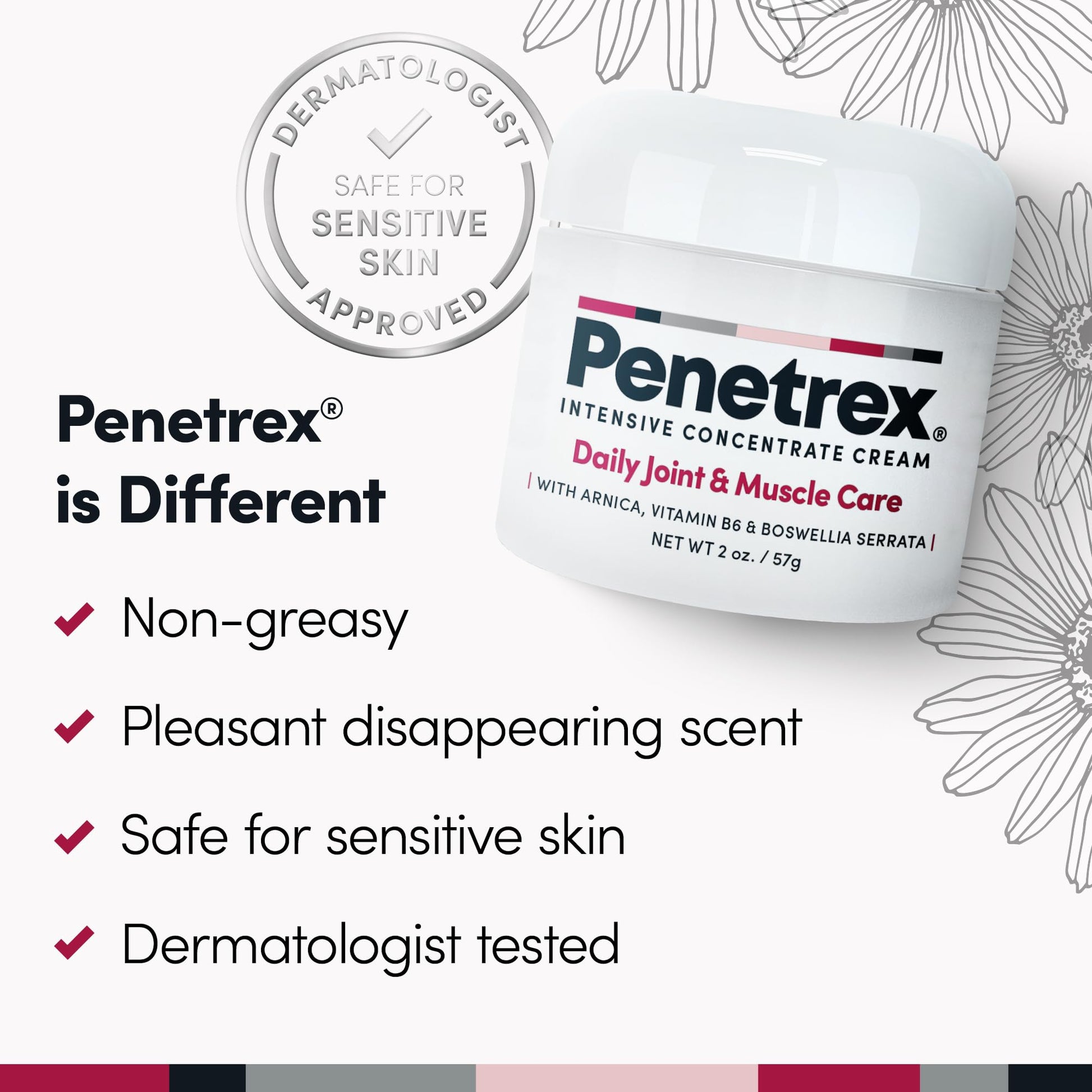 Penetrex Joint & Muscle Therapy - Soothing Muscle Rub for Back, Neck, Hands, Feet - Premium Whole Body Rub with Arnica, Vitamin B6 MSM & Boswellia - Non-Greasy 2oz Cream - Medaid International