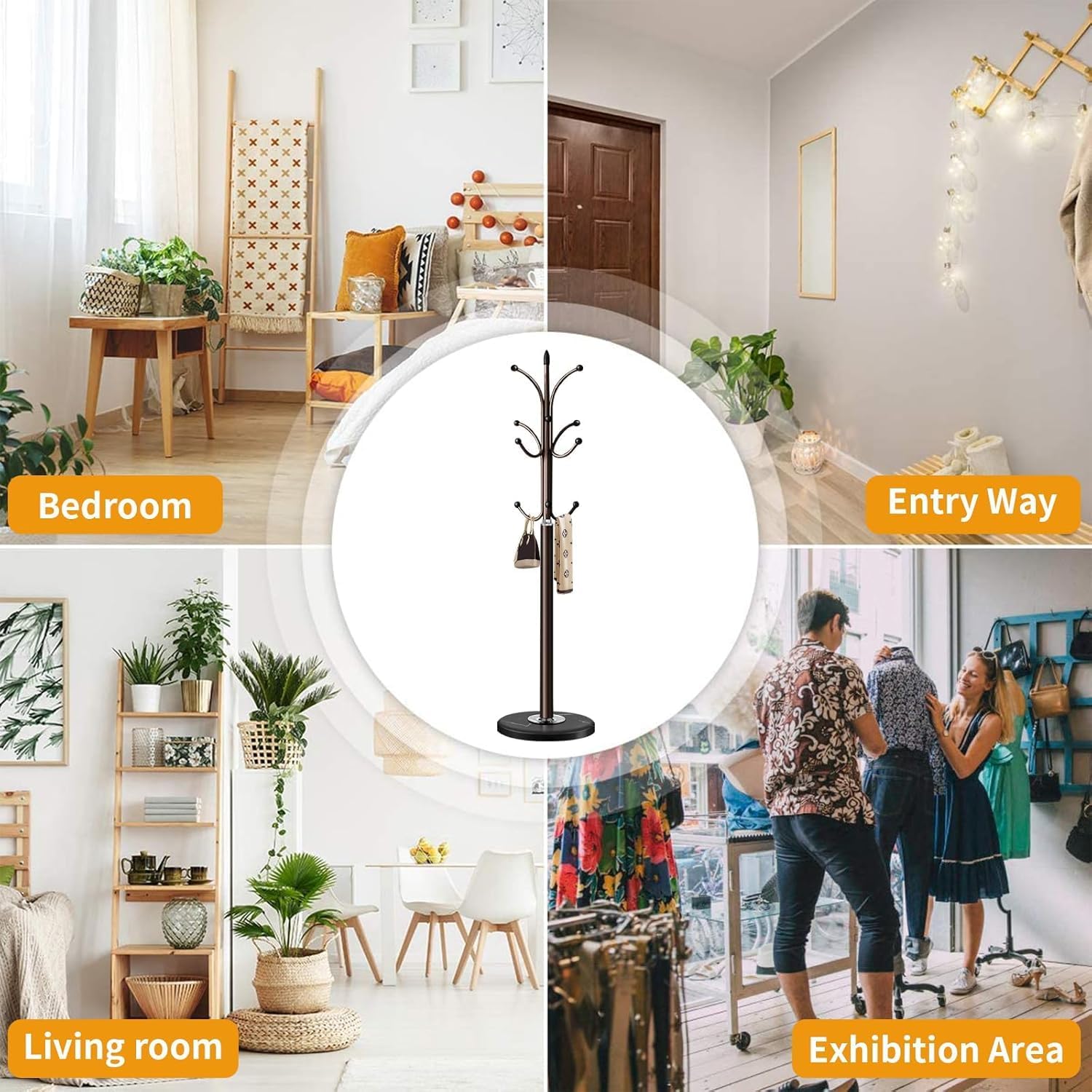 Coat Racks, Coat Stand Metal Hat Heavy Bedroom Hallway Free Standing Clothes Hat Rack Hangers Hat Hanger Holde - Medaid International