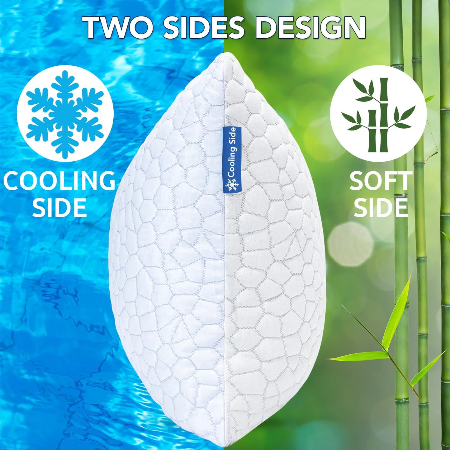 QUTOOL Cooling Pillows for Sleeping 2 Pack, Shredded Memory Foam Bed Pillows Queen Size Set of 2, Cool Pillow for Hot Sleepers Adjustable Firm Pillow for Side, Back and Stomach Sleepers Supportive - Medaid International