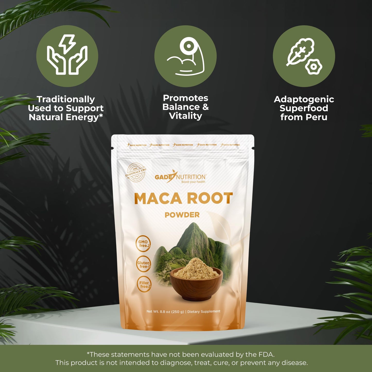 Gade Nutrition Organic Maca Root Trio Powder - Yellow, Red and Black Maca | 250g (8.8 oz) | Non-GMO, Gluten-Free, Dairy Free, Vegan | USA Ma - Medaid International