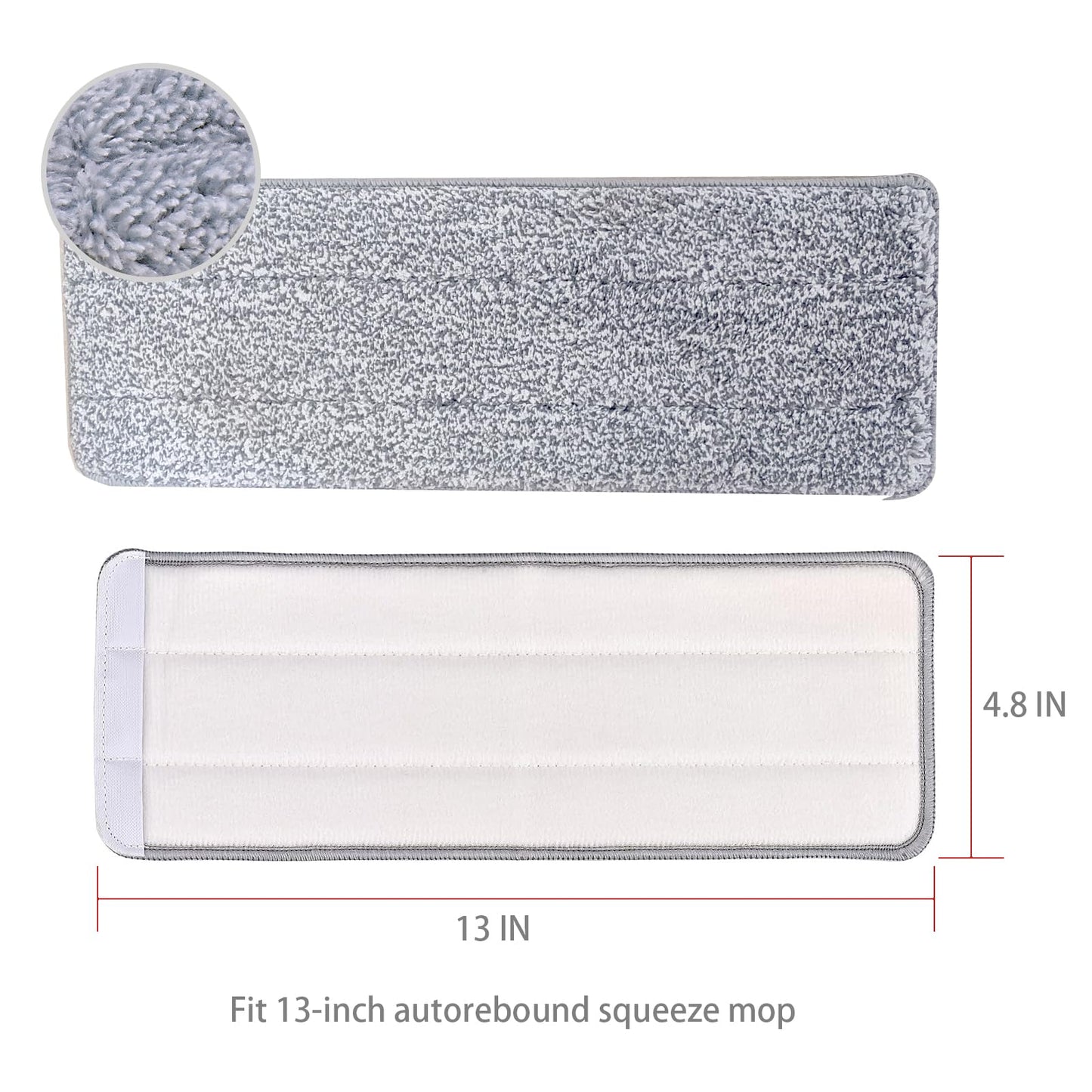 Bycarm Flat Mop Pads Compatible with Joymop, Joymoop Mop Replacement Pads for Joy 13 inch Flat Moop, Washable Squeeze Microfiber Mop pad for Floor Cleaning(8 Pack Refill, 13"X 4.9") - Medaid International