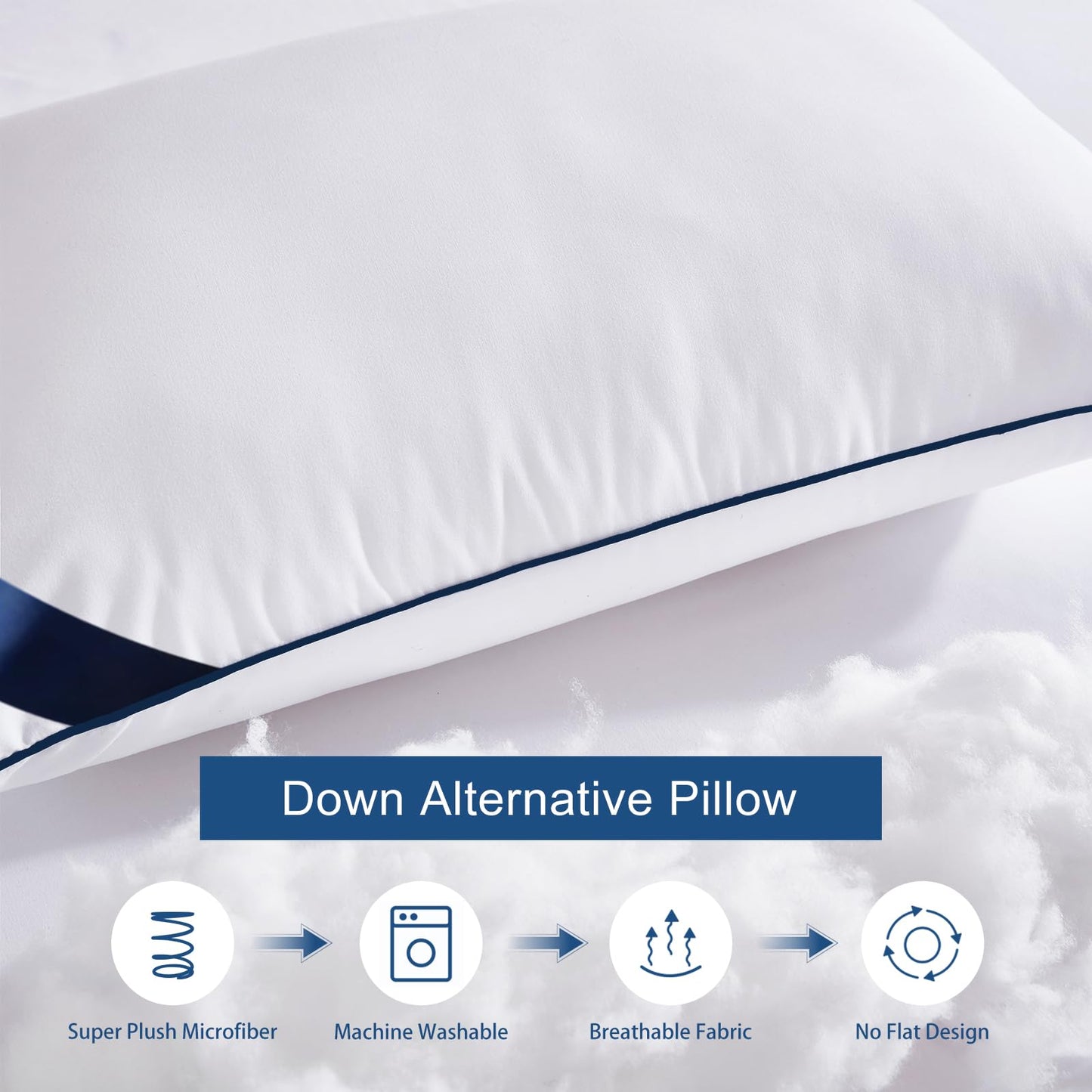 Pillows Standard Size Set of 4,Soft Microfiber Standard Pillows with Hollow Fiber,Hotel Quailty Bed Pillows for Sleeping 4 Pack for Back,Stoamch Sleeper - Medaid International