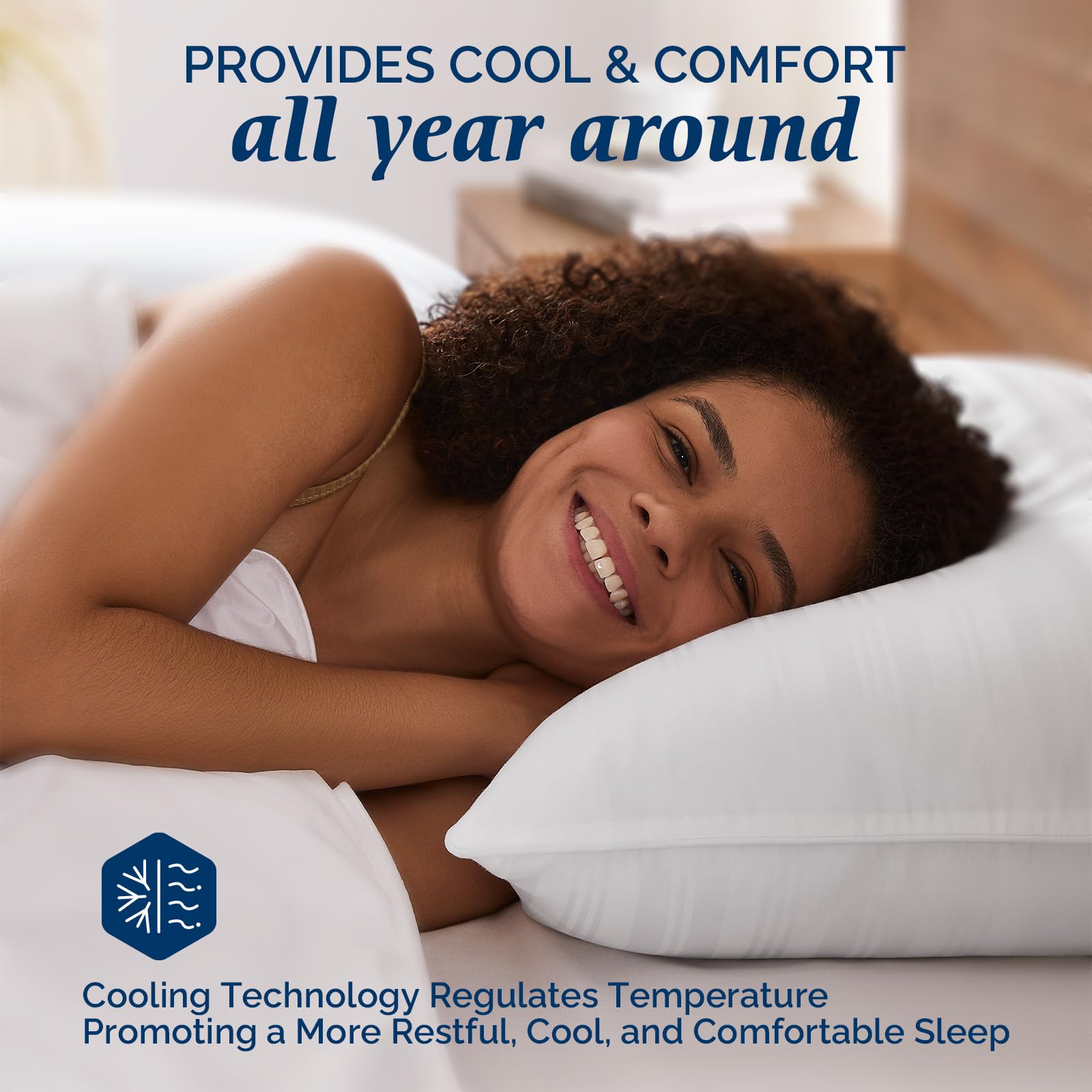 downluxe Goose Feather and Down Pillows - Hotel Collection Feather Pillows Set of 2 for Back, Stomach or Side Sleepers, Queen Size (20"x28") - Medaid International