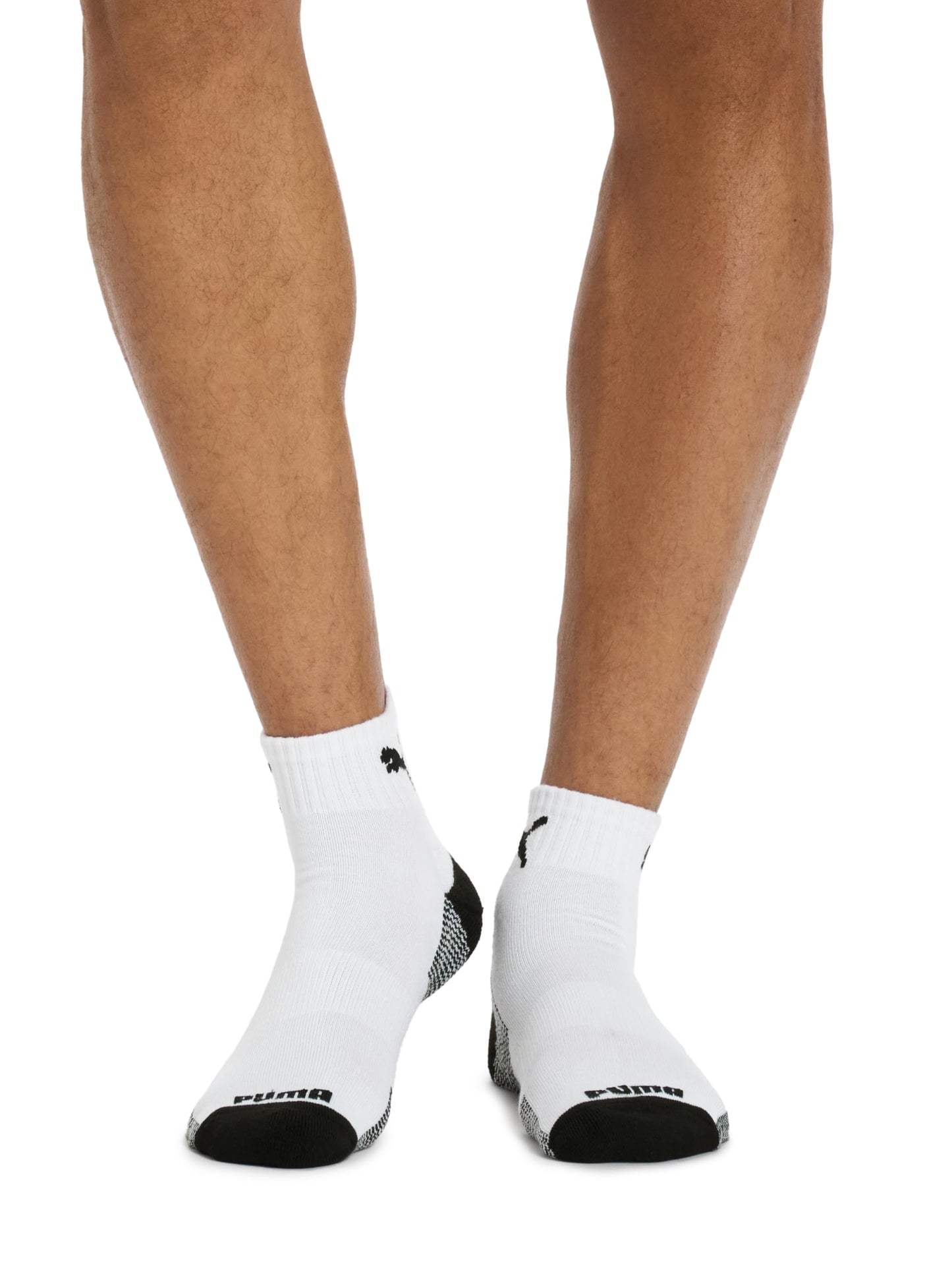 PUMA mens 6 Pack Quarter Crew running socks, White/Black, 10 13 US - Medaid International