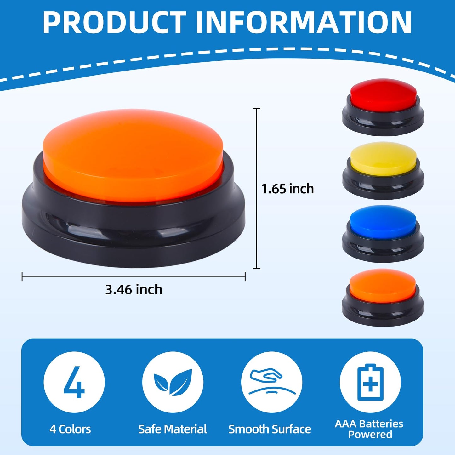 4 Pack Portable AAC Communication Devices for Autism Individuals with Communication Difficulties, Communication Device for Nonverbal Kids, Voice Recording Buttons for Schools, Home, Treatment Courses - Medaid International