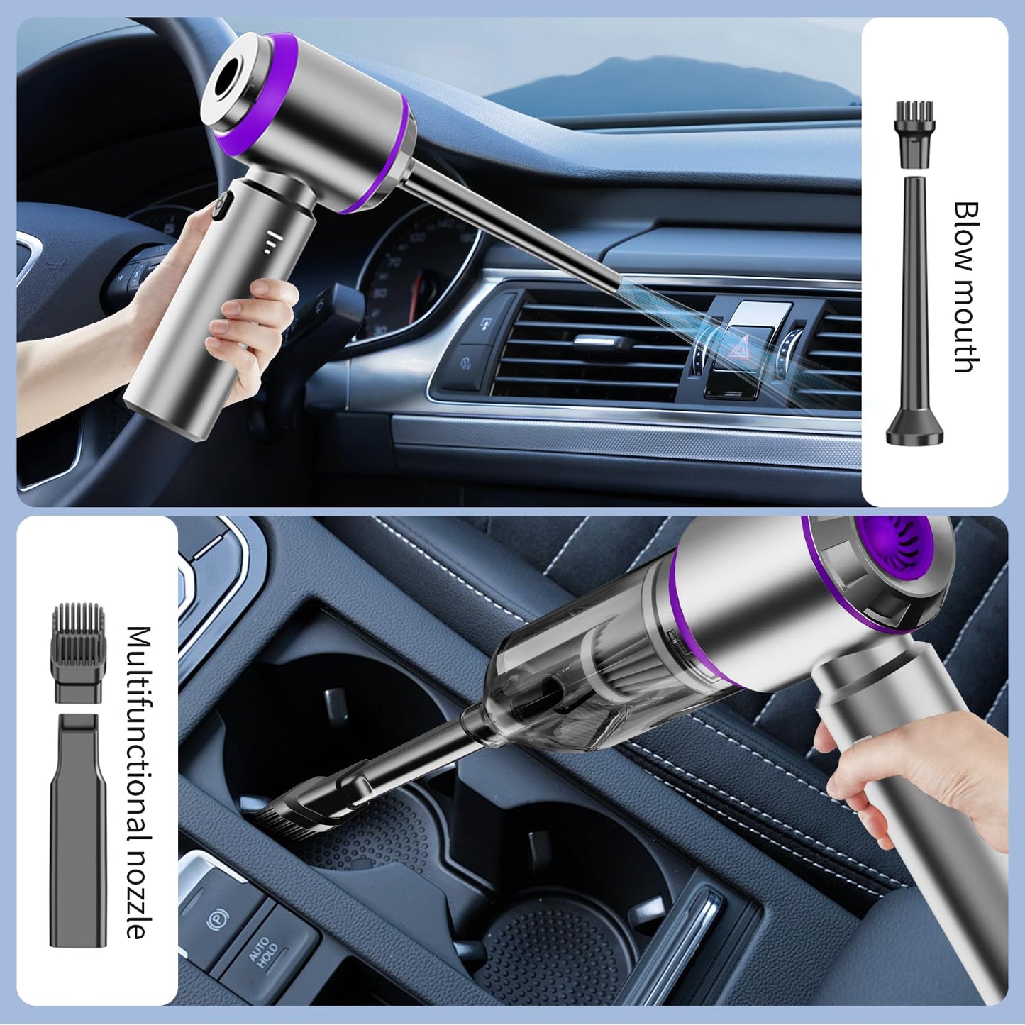 NWDEY Car Vacuum Cleaner High Power 20000Pa – Cordless Handheld Mini Vacuum & Air Duster for Car Detailing, 3-Speed Brushless Motor, 6000mAh Battery, Aspiradora para Carro, Home Office Camping - Medaid International