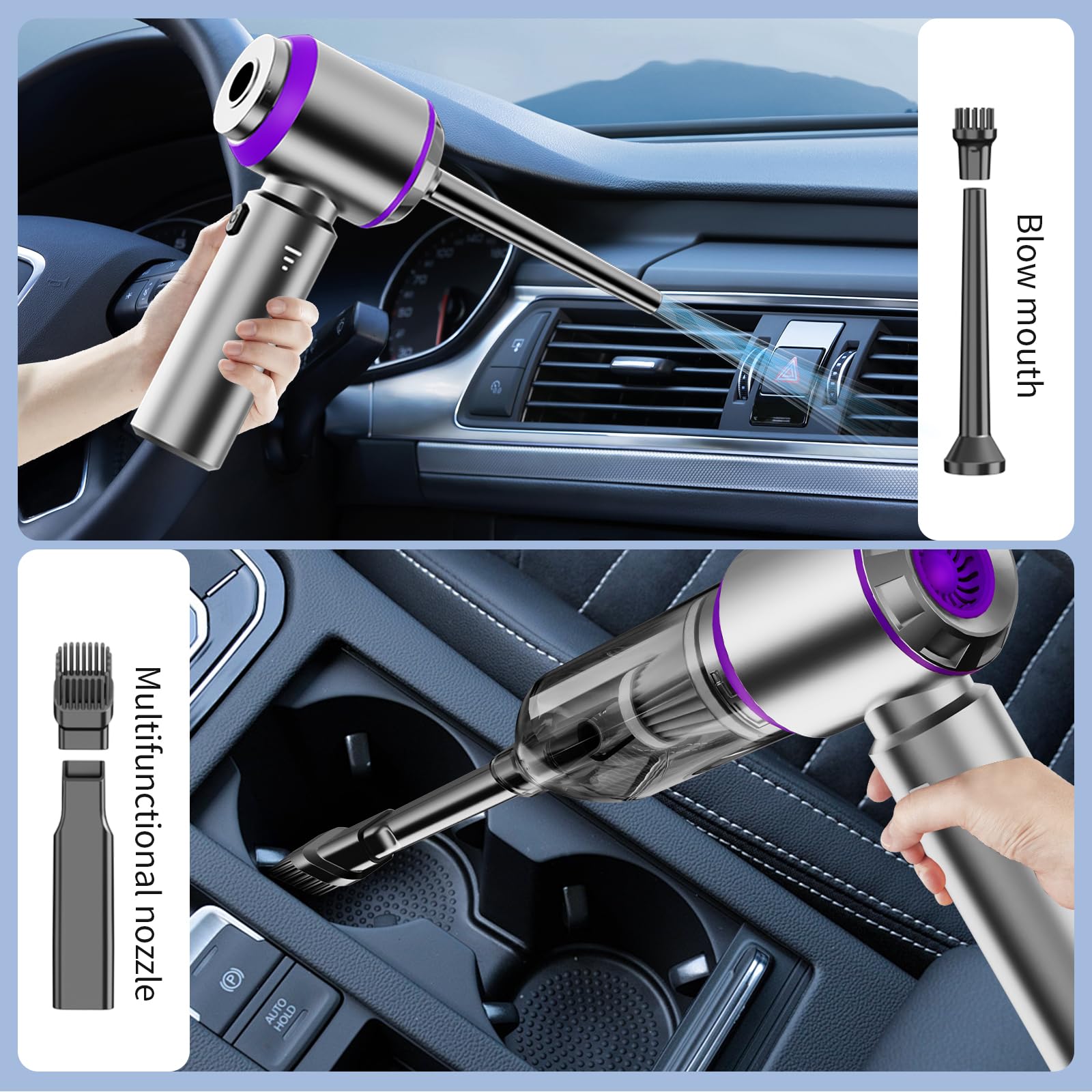 NWDEY Car Vacuum Cleaner High Power 20000Pa – Cordless Handheld Mini Vacuum & Air Duster for Car Detailing, 3-Speed Brushless Motor, 6000mAh Battery, Aspiradora para Carro, Home Office Camping - Medaid International