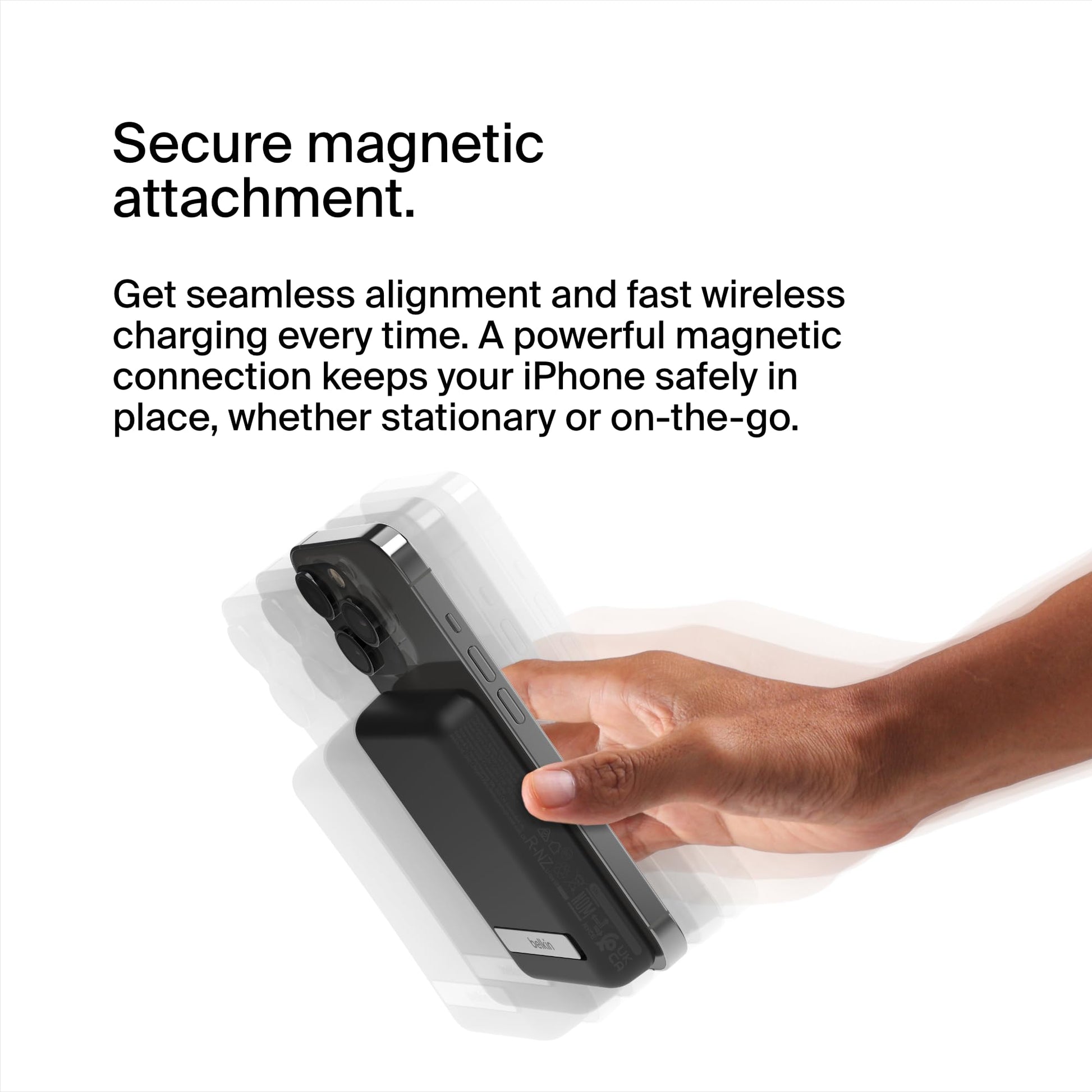 Belkin Portable Charger, Wireless Power Bank 5000 mAh MagSafe Charger 7.5W, Built-in Pop-up Kickstand - Compatible w/iPhone 17, Air, Pro, ProMax, AirPods, Apple Watch, Google Pixel 10, etc. - Black - Medaid International