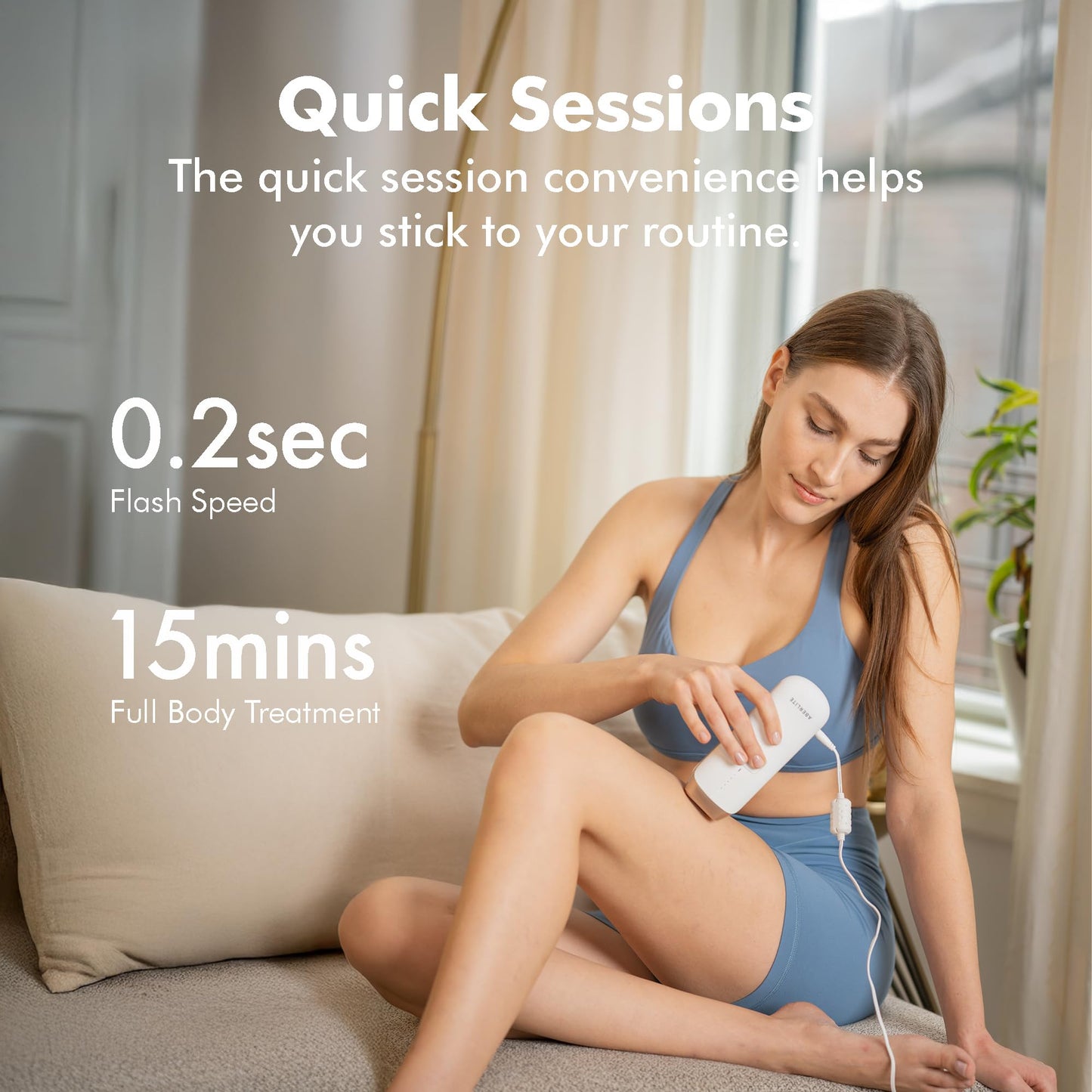 Aberlite Luxe - IPL Laser Hair Removal Device for Women & Men - Painless w/Sapphire Cooling, Double Pulse, Auto Scan, 4 Modes, 5 Intensity Levels - At Home Intense Pulsed Light (IPL) System (White) - Medaid International