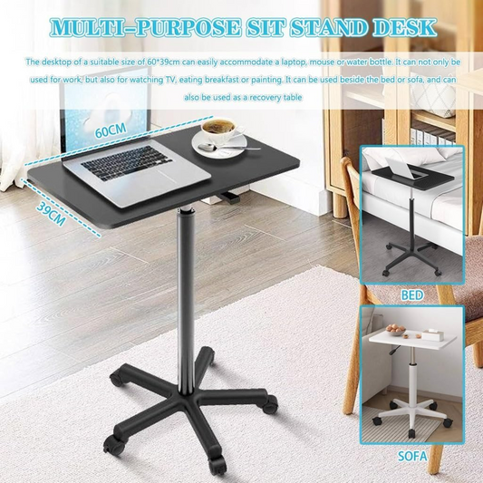 Small Height Adjustable Mobile Office Desk, Portable Laptop Table with Brake Roller AS6 - Medaid International