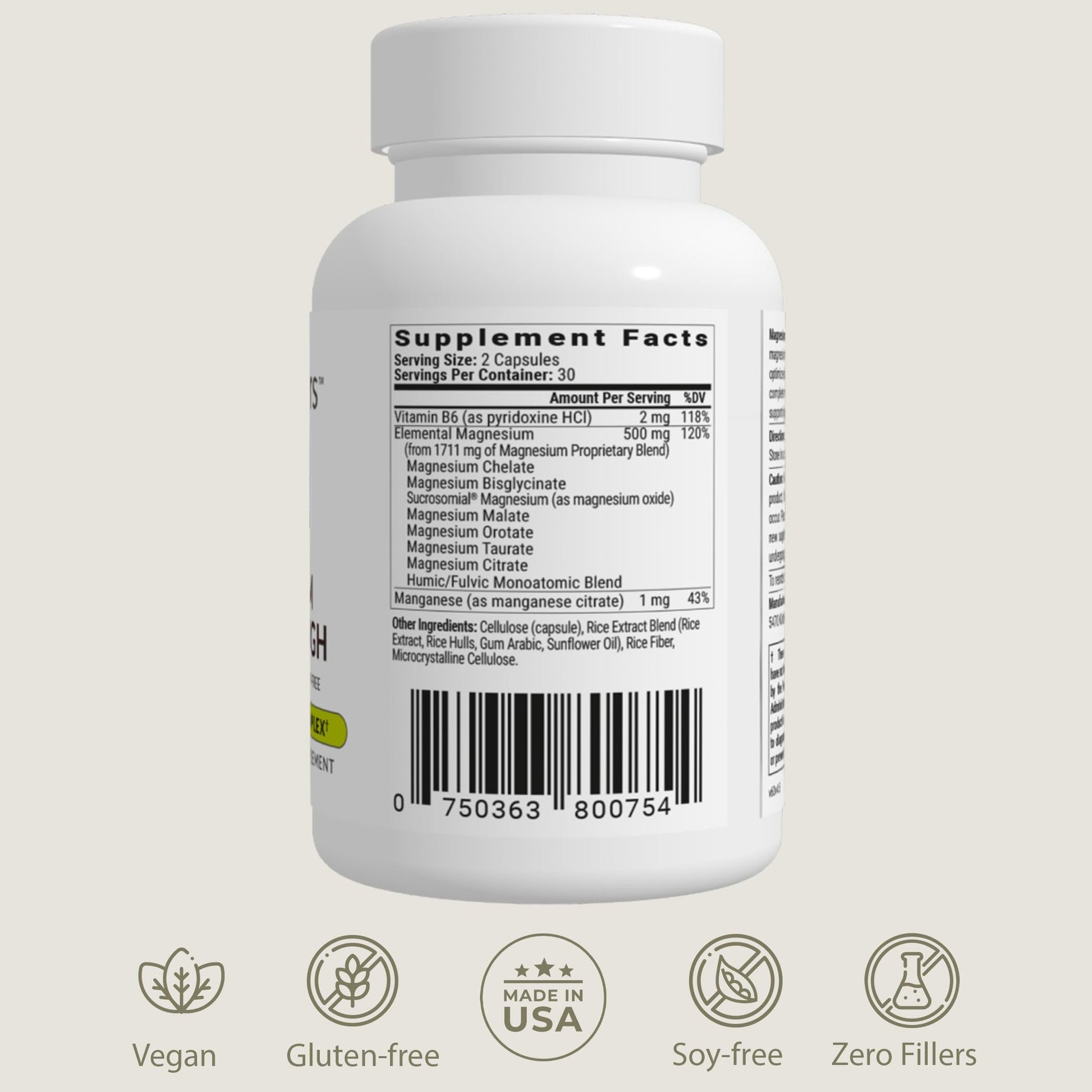 BIOptimizers Magnesium Breakthrough Complex Supplement with 7 Forms of Mg: Glycinate, Malate, Citrate, and More - Natural Support for Sleep and Cognitive Function - 60 Capsules- Calming Vitamins - Medaid International