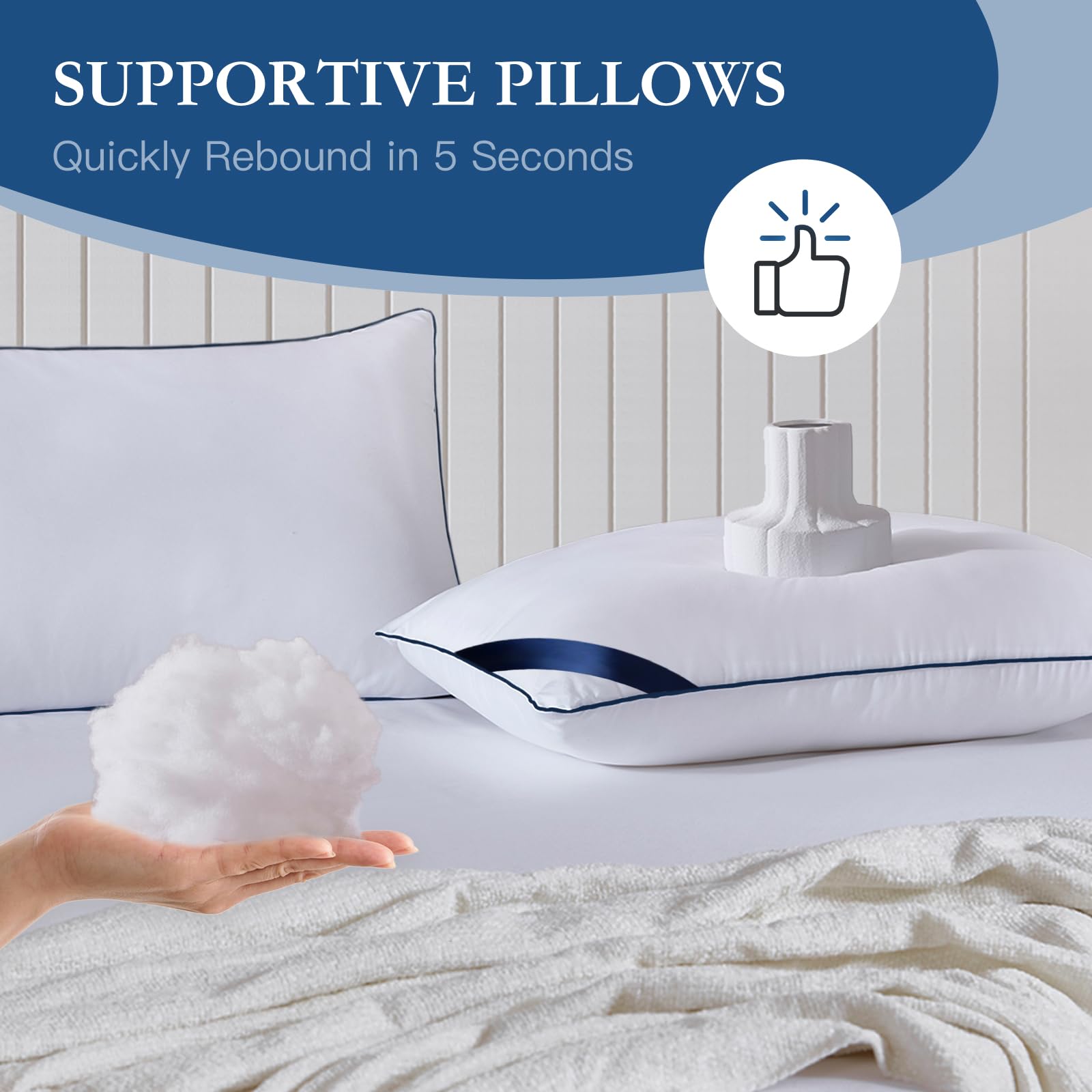 Pillows Standard Size Set of 4,Soft Microfiber Standard Pillows with Hollow Fiber,Hotel Quailty Bed Pillows for Sleeping 4 Pack for Back,Stoamch Sleeper - Medaid International