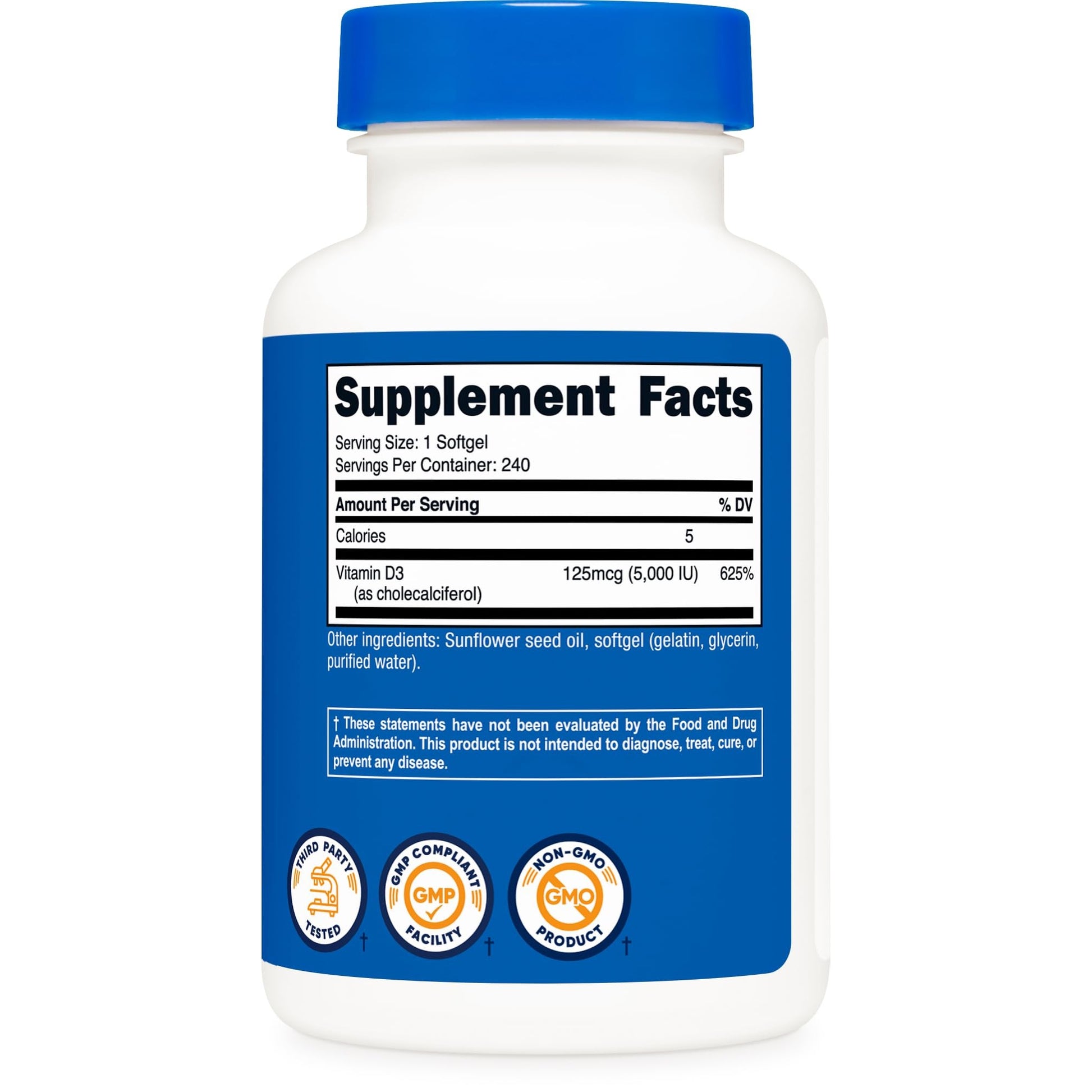 Nutricost Vitamin D3 5,000 IU (125mcg), 240 Softgels - Non-GMO and Gluten Free Vitamin D - Medaid International