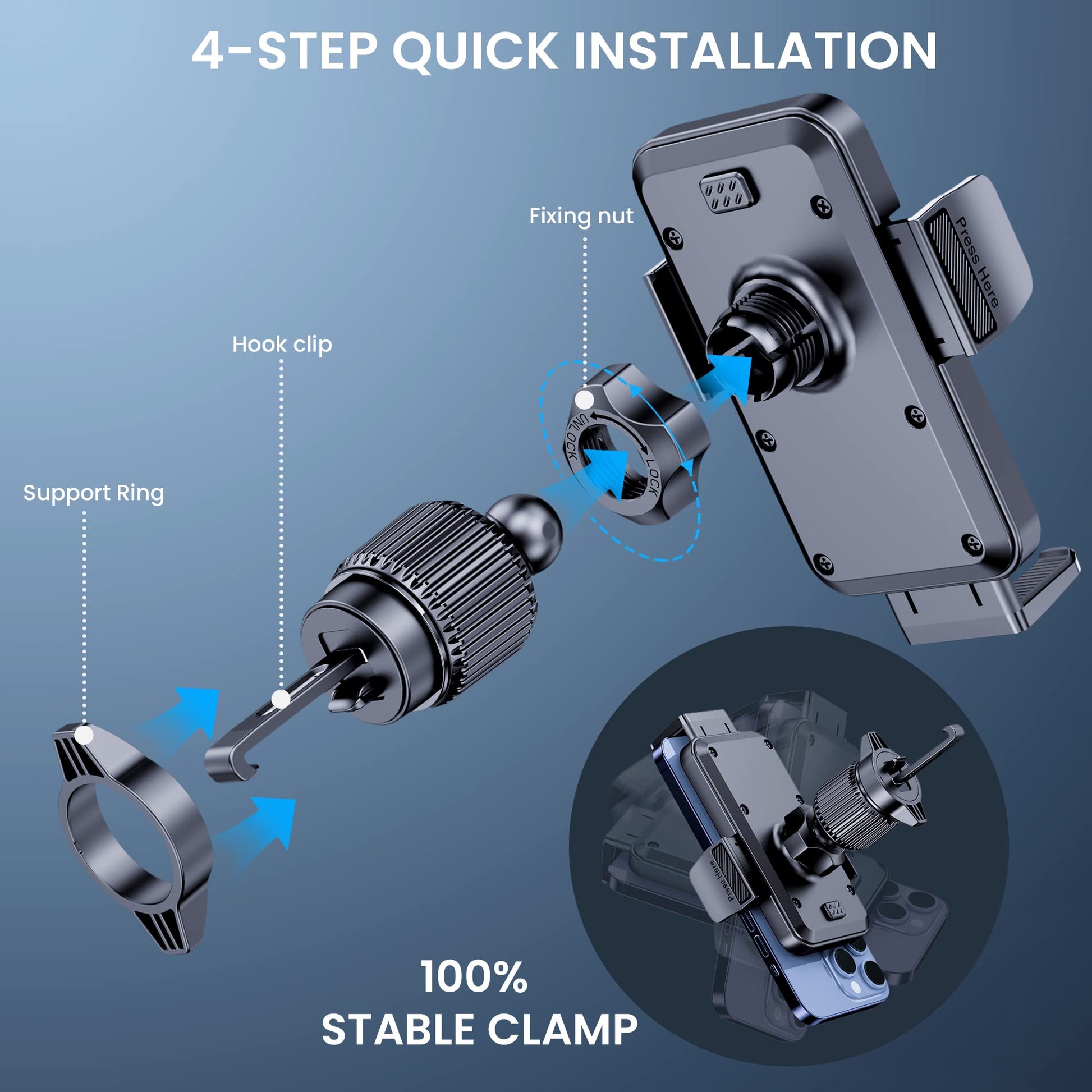 BIPOPIBO Phone Mount for Car Holders Cell Phon Holder Hands Free Phone Stand for Car Vent Automobile Mount Fit iPhone Android Smartphoe Universal Camera Mount - Medaid International
