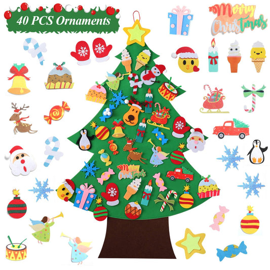 Felt Christmas Tree - 3.5 FT Wall Felt Christmas Tree for Kids with 40 Pcs Ornaments, DIY Xmas Gifts for Christmas Decorations - Medaid International