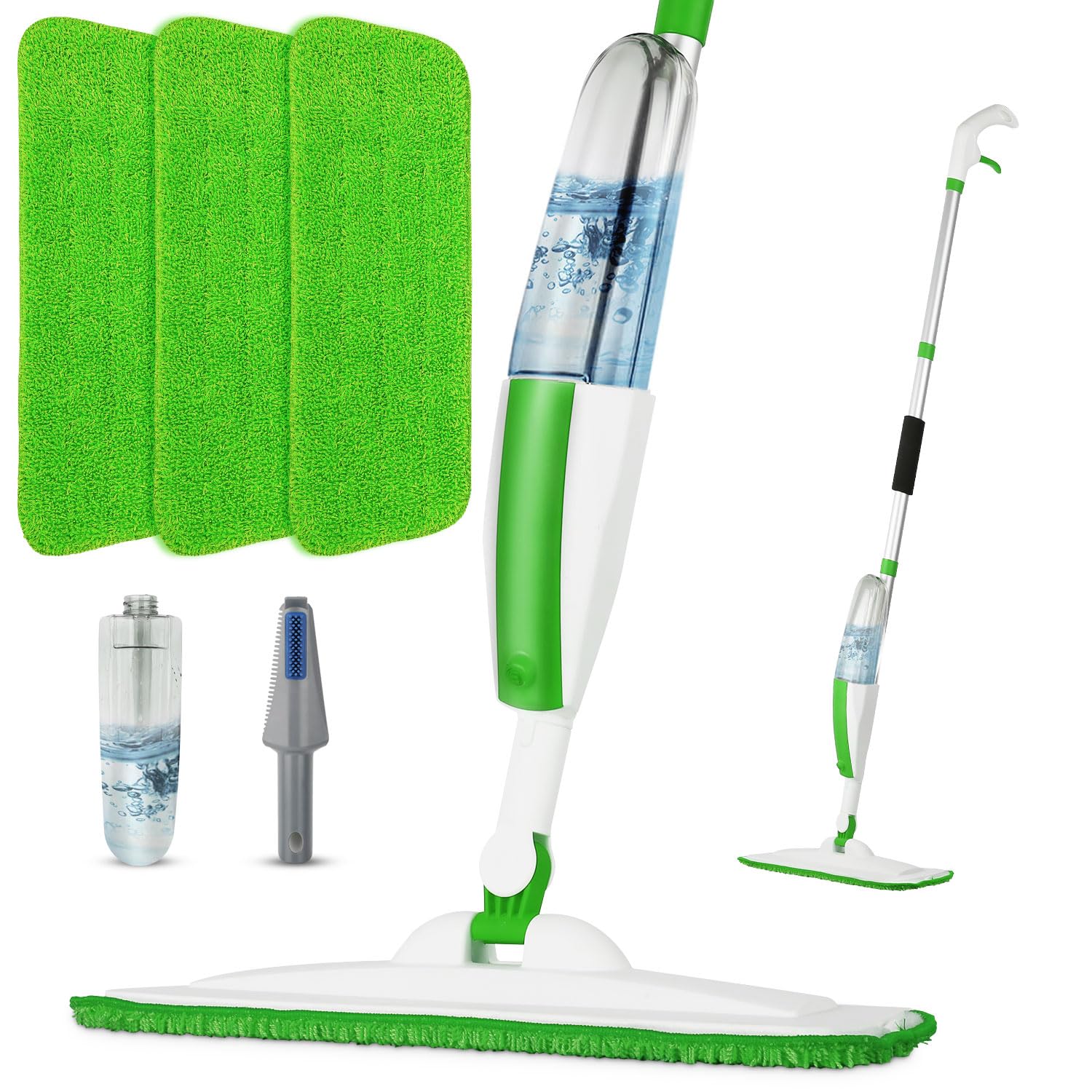 Mops for Floor Cleaning Wet Spray Mop with 14 oz Refillable Bottle and 3 Washable Microfiber Pads Home or Commercial Use Dry Wet Flat Mop for Hardwood Laminate Wood Ceramic - Medaid International