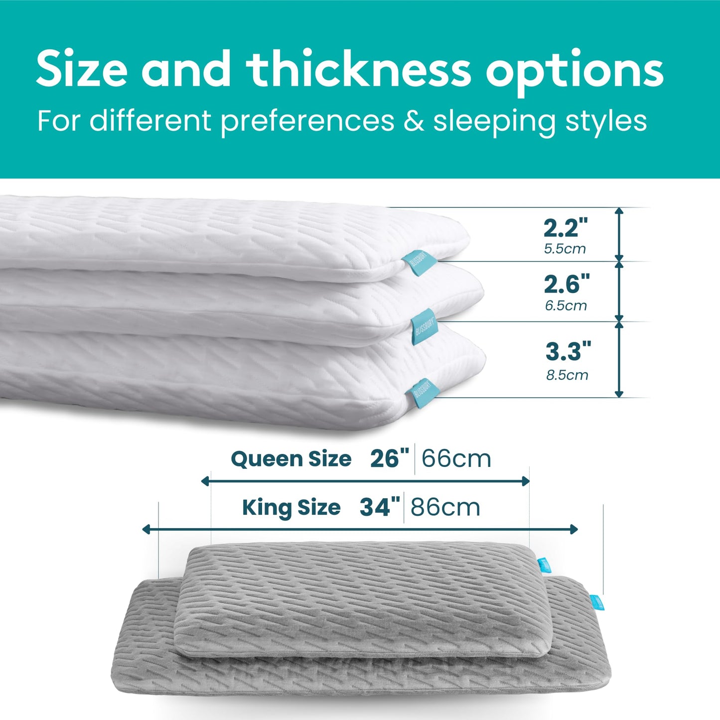 BLISSBURY Stomach Sleeping Pillow – Ultra Thin 2.6" Memory Foam for Neck and Cervical Support | Flat Pillow for Belly Sleeper | Low Loft Design for Comfort and Better Sleep - Medaid International