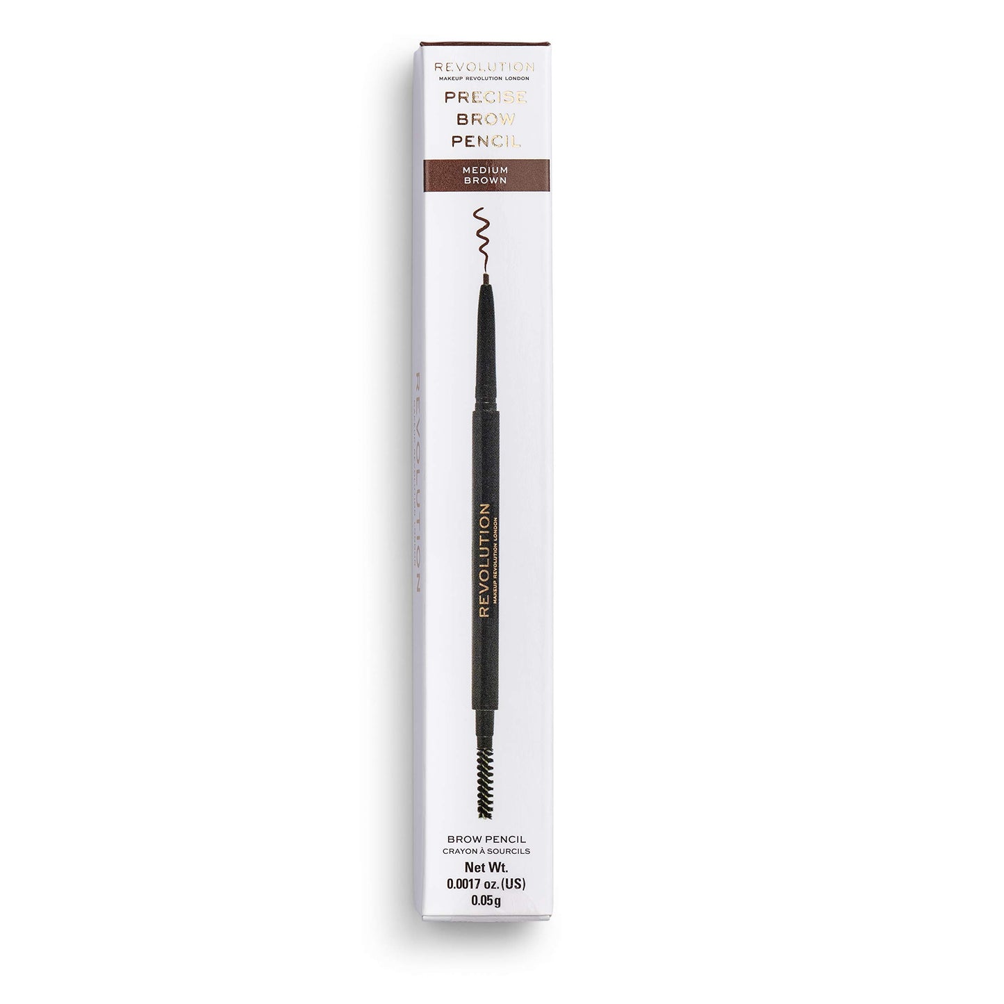 Revolution, Precise Brow Pencil, Double Ended, Ultra-Fine Pencil Tool, Includes Spoolie Brush, Medium Brown - Medaid International