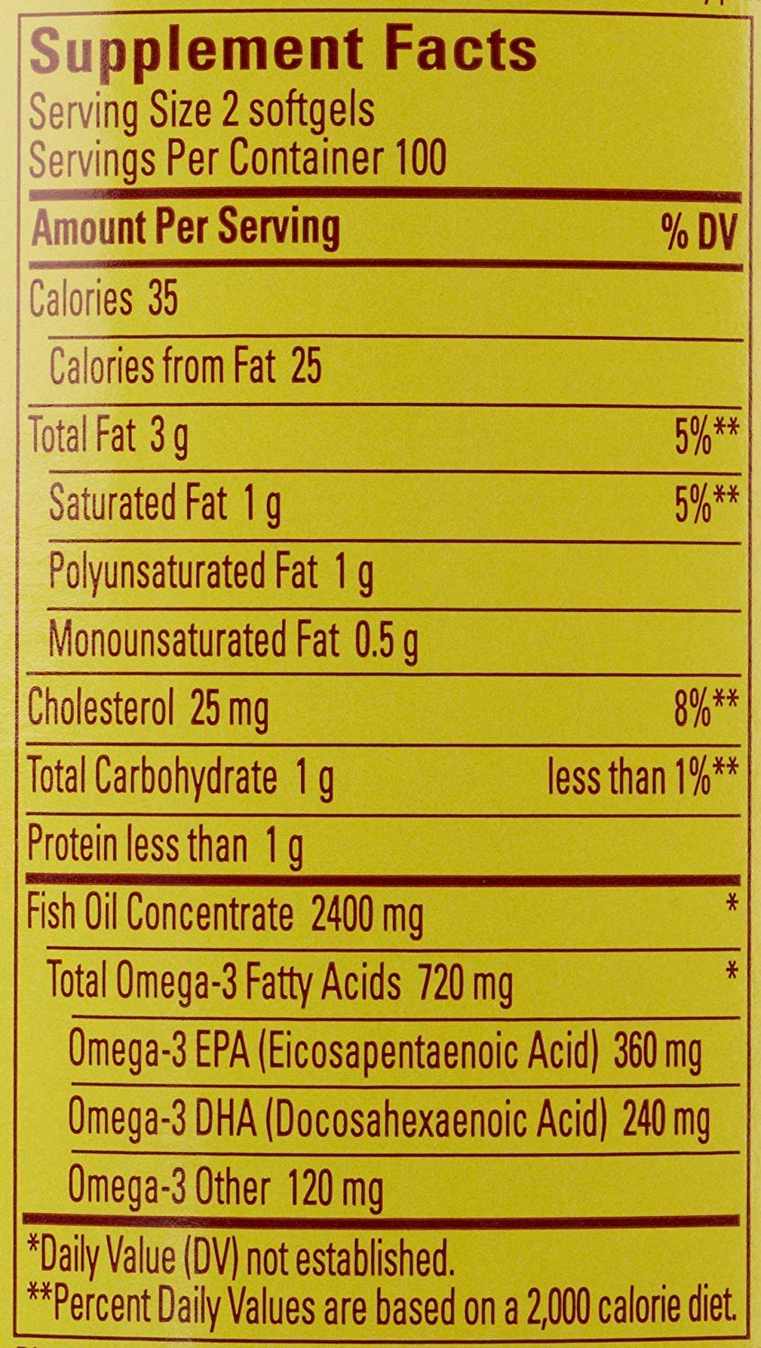 Burp-Less Fish Oil 1200 mg, 200 Softgels, Fish Oil Omega 3 Supplement For Heart Health - Medaid International