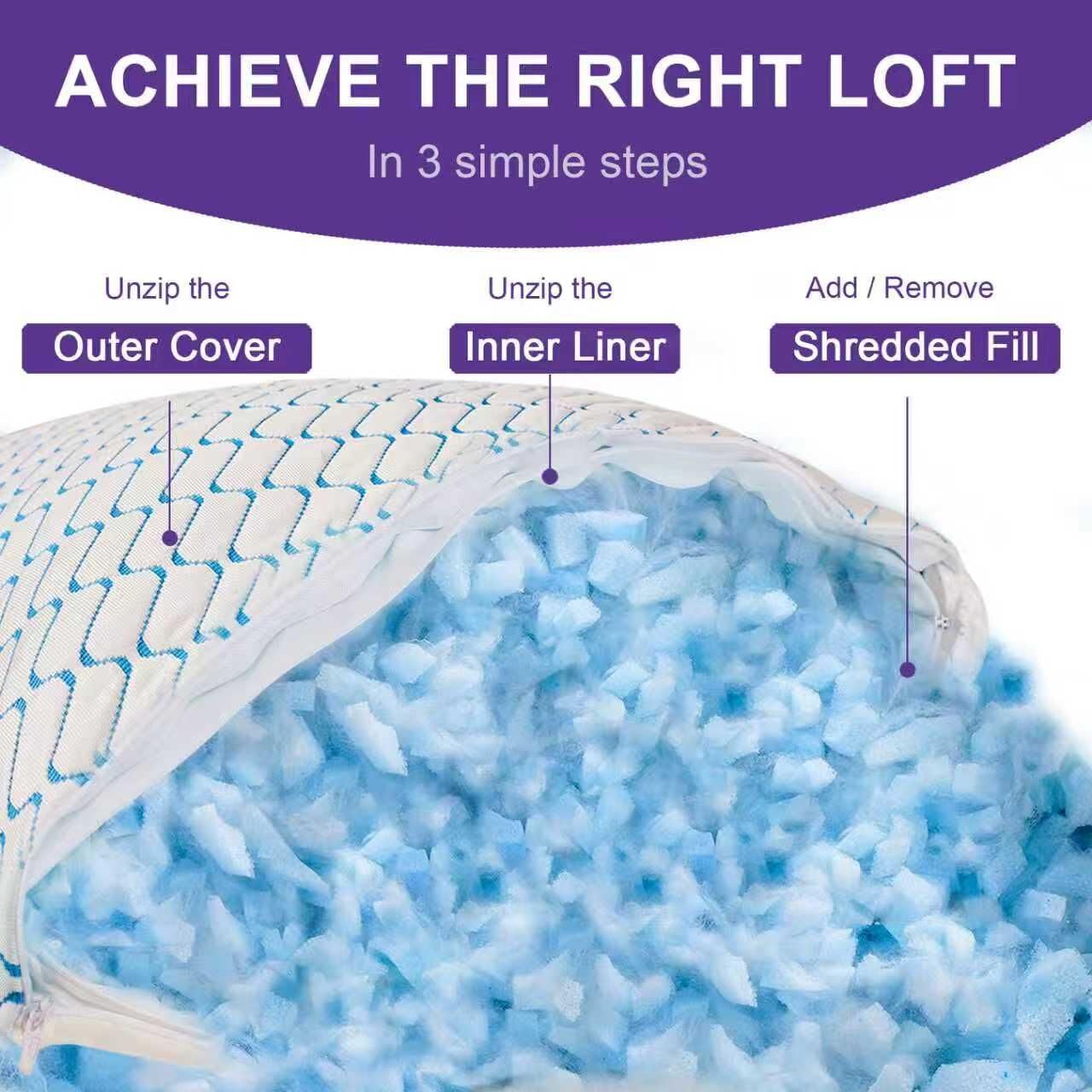 VAINOC Memory Foam Pillows Queen Size Set of 2, Adjustable Cooling Pillow for Side Back Stomach Sleepers with Washable Removable Cover - Medaid International