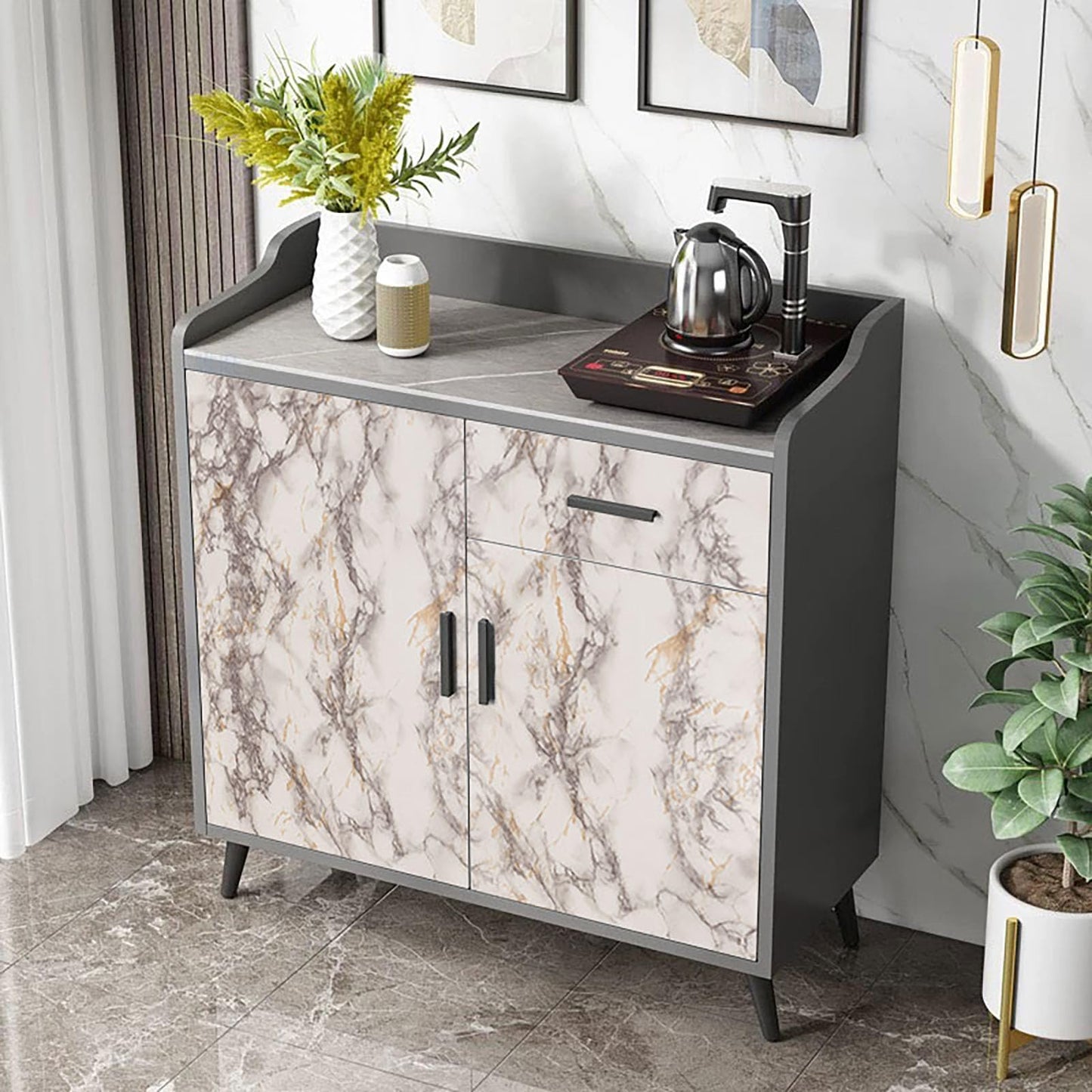 Decoroom 17.71"x118" Marble Contact Paper for Countertops, Glossy Peel and Stick Countertops, Granite Marble Wallpaper for Kitchen and Bathroom Cabinets Vinyl Film Self Adhesive Removable - Medaid International