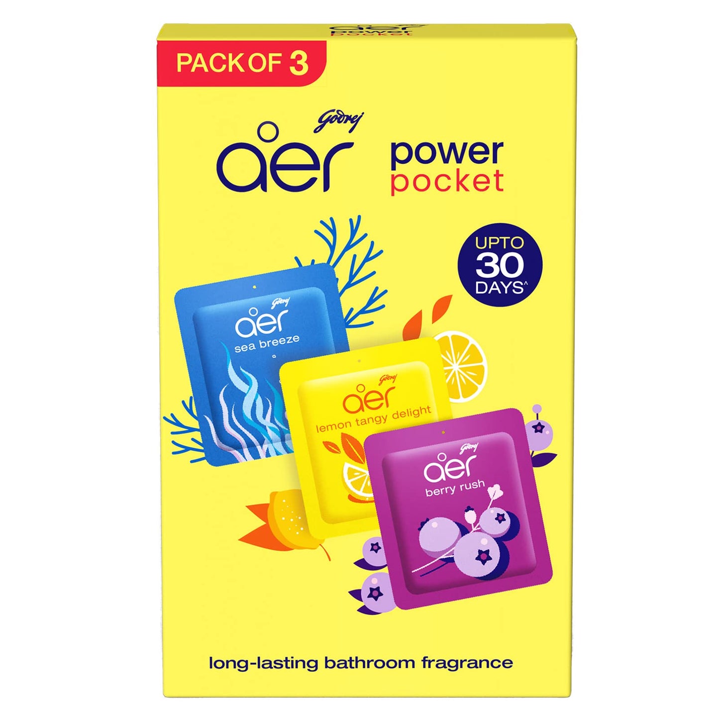 Godrej aer Pocket - Bathroom Fragrances - 3 x 10 grams (0.35 oz) Pack - Medaid International