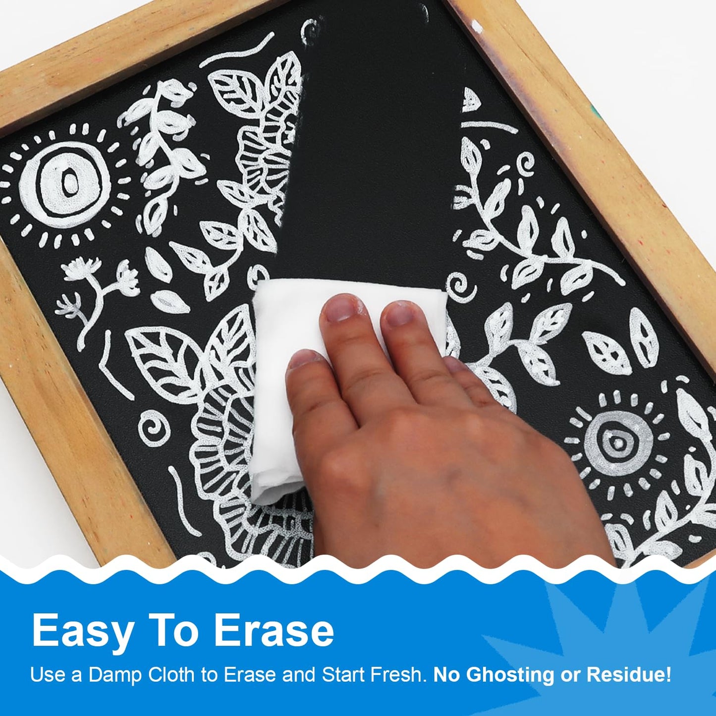 Funcils 6 White Chalk Markers for Chalkboard (6 Pack - 1mm Extra Fine + 3mm Fine Tip + 6mm Bold) | White Liquid Chalkboard Markers Erasable, Dry Erase Chalk Pens for Window, Bistro, Glass, Calendar - Medaid International