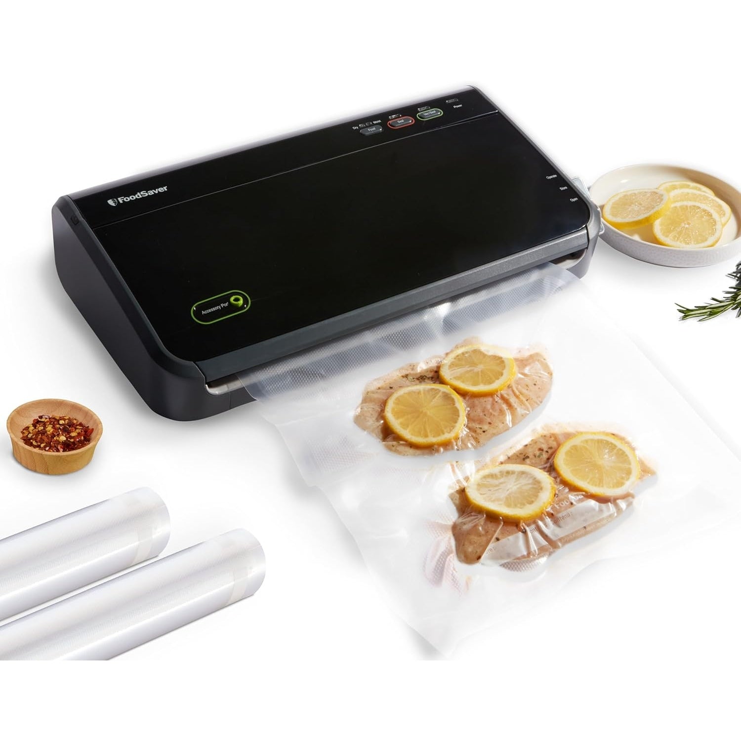 FoodSaver Vacuum Sealer Machine, Automatic Bag Detection, Sous Vide Friendly, with sealer bags, roll, handheld vacuum sealer, black - Medaid International