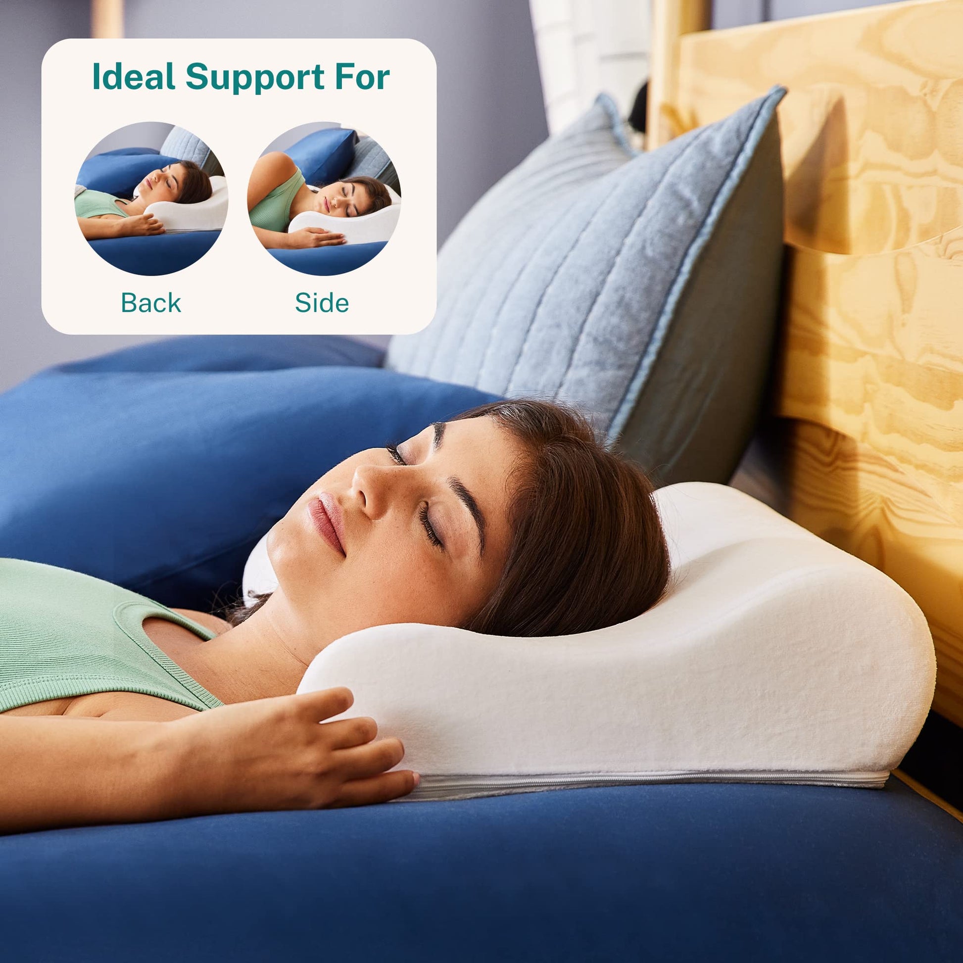 Sleep Innovations Memory Foam Contour Pillow, Standard Size, Head, Neck, and Shoulder Alignment, Side and Back Sleepers, Medium Support - Medaid International