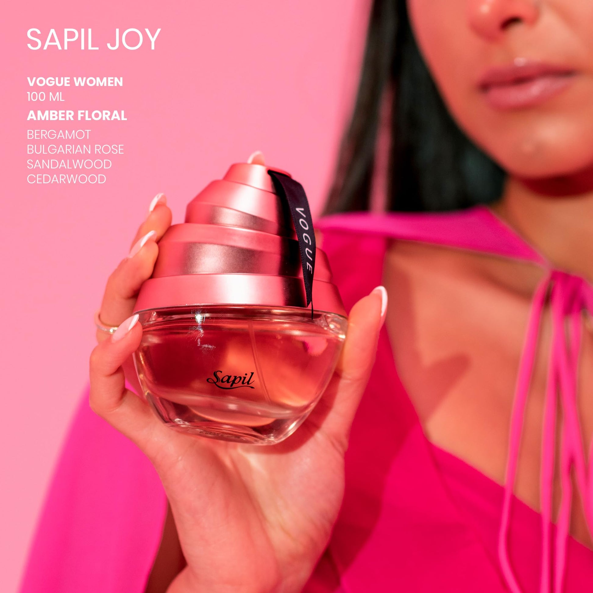 Sapil Vogue Eau de Parfum for Women – Long-Lasting Amber Floral Perfume with Almond, Coffee, Jasmine & Vanilla –3.4 Oz (100ml)–Dubai Fragrance for Women–Elegant & Uplifting Scent for Special Occasions - Medaid International