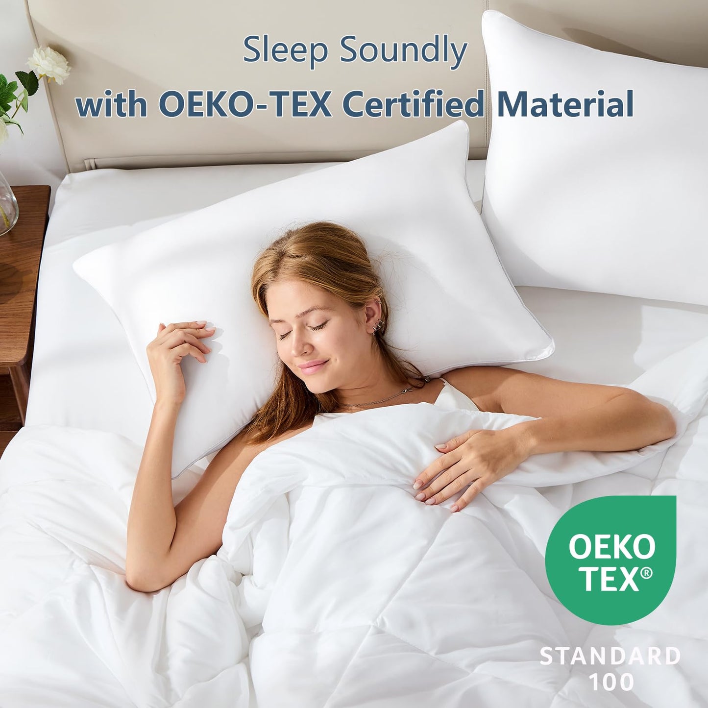 CozyLux Pillows Queen Size Set of 2, Hotel Quality Bed Pillows for Sleeping 2 Pack, Cooling Pillows for Side Back and Stomach Sleepers, Down Alternative Luxury Soft Supportive Fluffy Pillows (18x28) - Medaid International