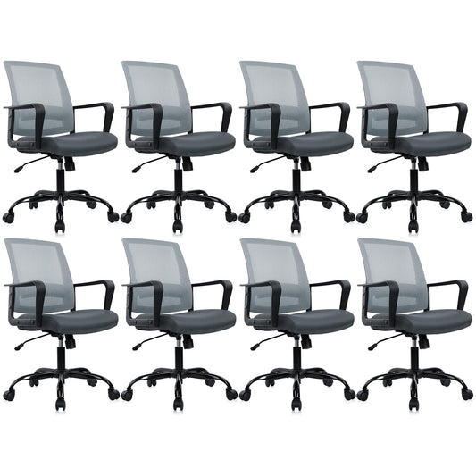 CLATINA Ergonomic Office Desk Chair - Mesh Office Chair with Adjustable Lumbar Support, Rolling Comfortable Computer Task Chairs with Arms for Home Conference-Gray, 8 Pack - Medaid International