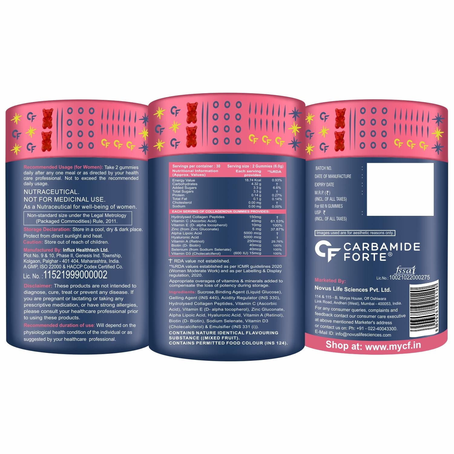 Collagen & Biotin Nutraceutical Gummies - Mixed Fruit Flavour by Carbamide Forte - Medaid International