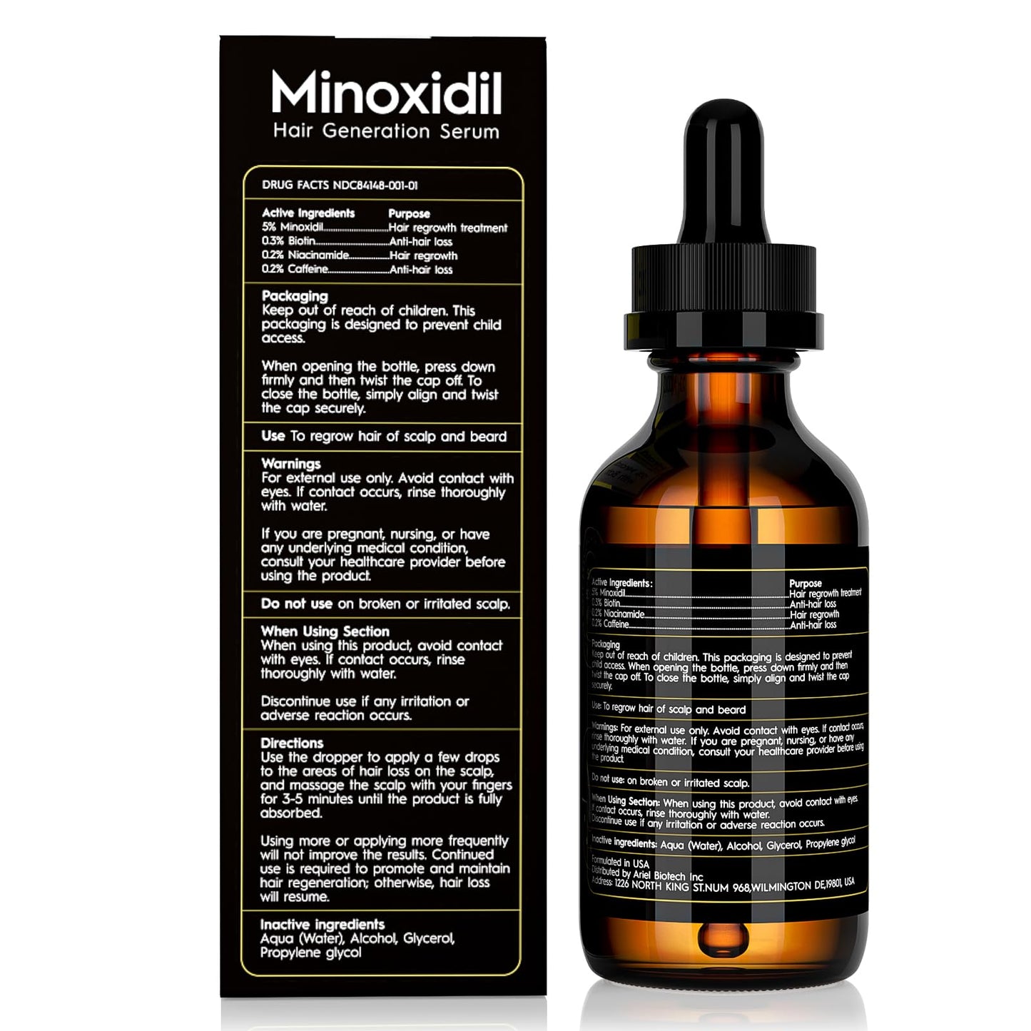 5% Minoxidil Hair Growth Serum Oil For Men and Women, Biotin Hair Serum, Safest Hair Regrowth Treatment, Prevent Scalp Hair Loss 60ml / 2.11 fl.oz - Medaid International