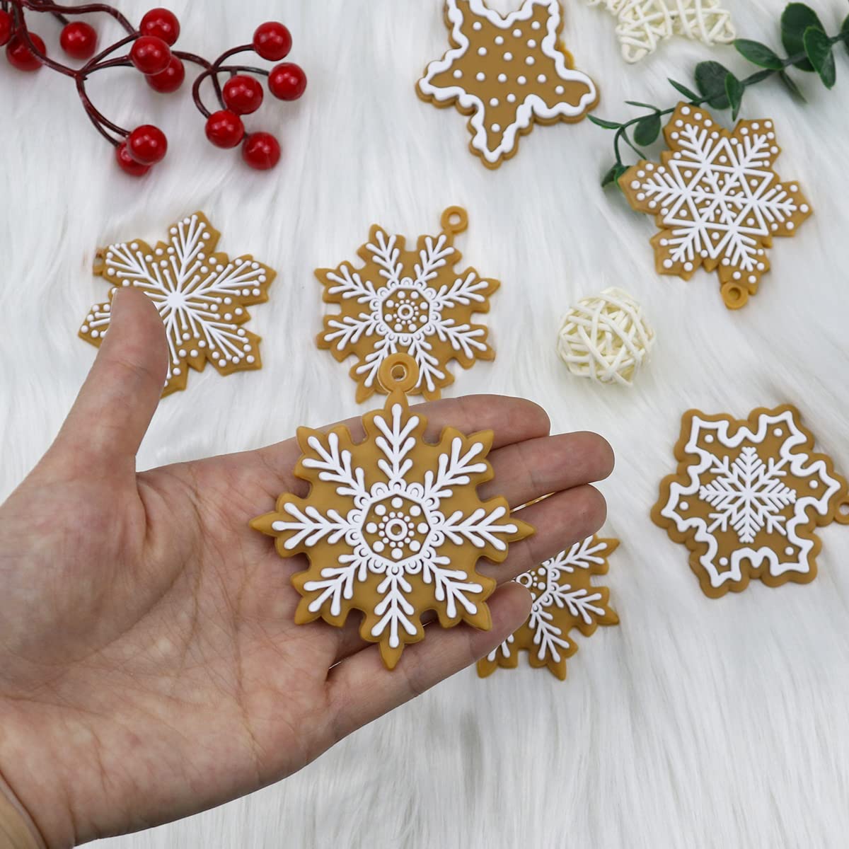 Christmas Tree Ornaments Set - 20pcs Snowflake Decorations, Hanging Xmas Baubles for Home Party Holiday Decor - Medaid International