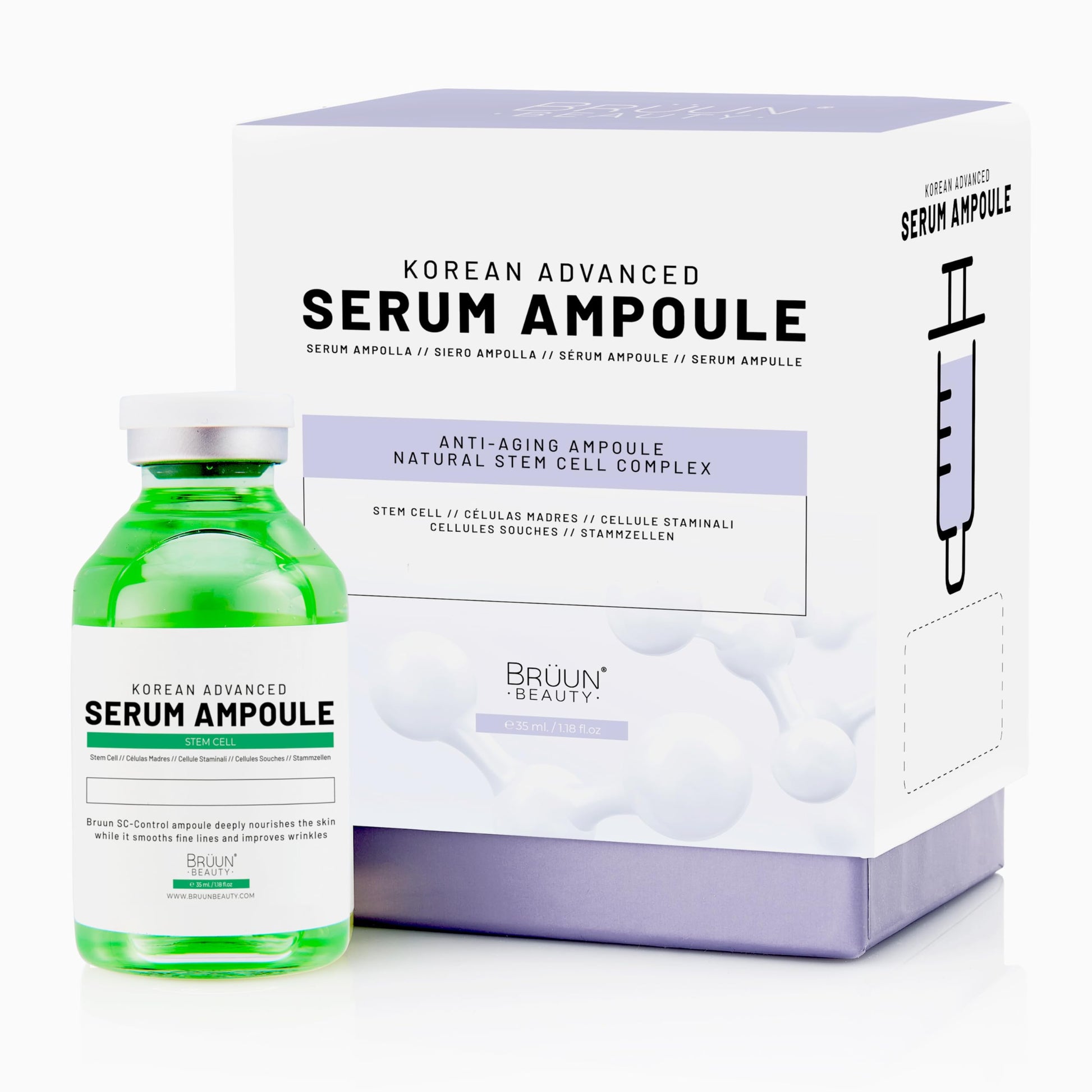 BRÜUN SC - Control Stem Cell Ampoule - Micro Needling Korean Serum Booster for Face and Body to Use with and without Derma Pen Microneedling Skin Care Serum 1.18 fl.oz - Medaid International